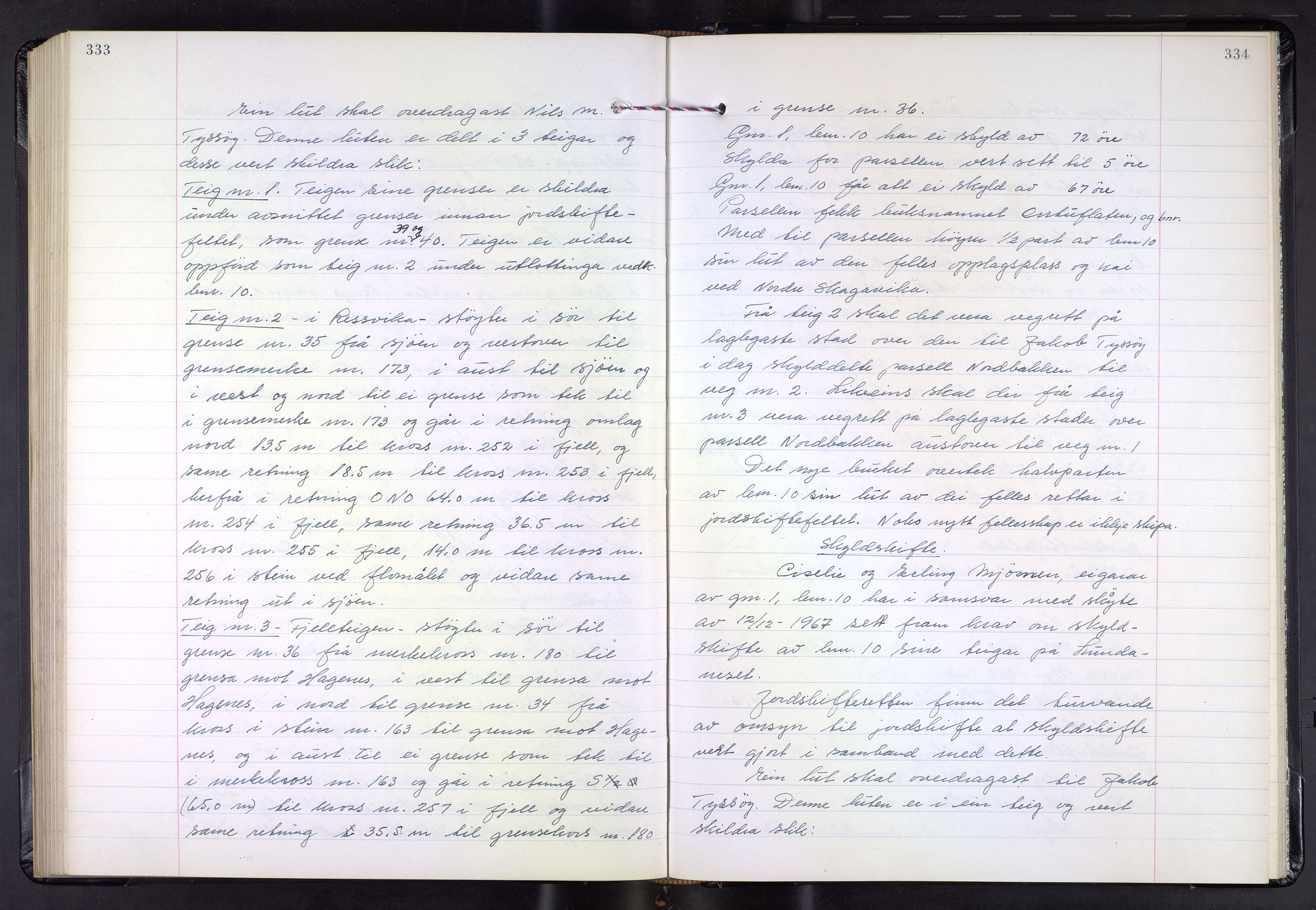 Hordaland jordskiftedøme - III Midhordland jordskiftedistrikt, AV/SAB-A-7001/A/Aa/L0037: Forhandlingsprotokoll, 1965-1970, p. 333-334