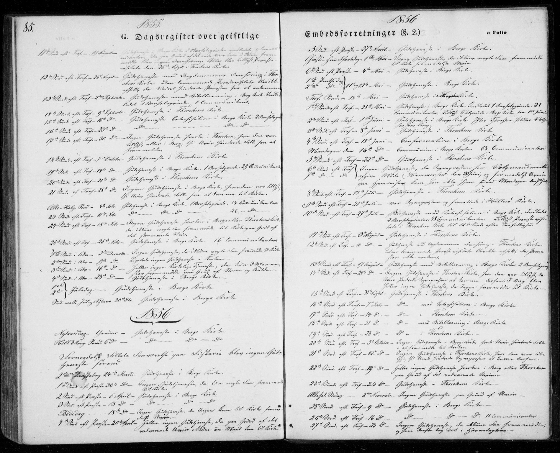 Berg sokneprestkontor, AV/SATØ-S-1318/G/Ga/Gab/L0002klokker: Parish register (copy) no. 2, 1851-1874, p. 85