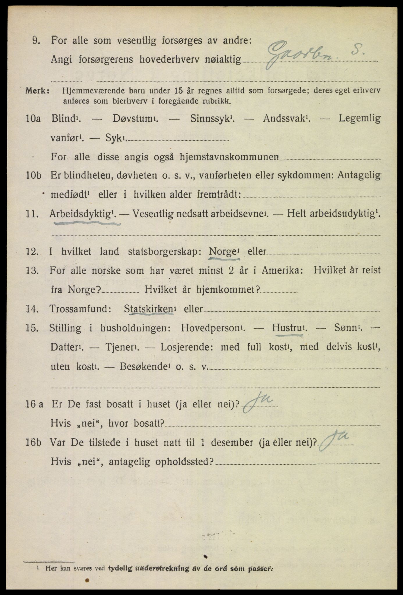 SAH, 1920 census for Vang (Oppland), 1920, p. 3400