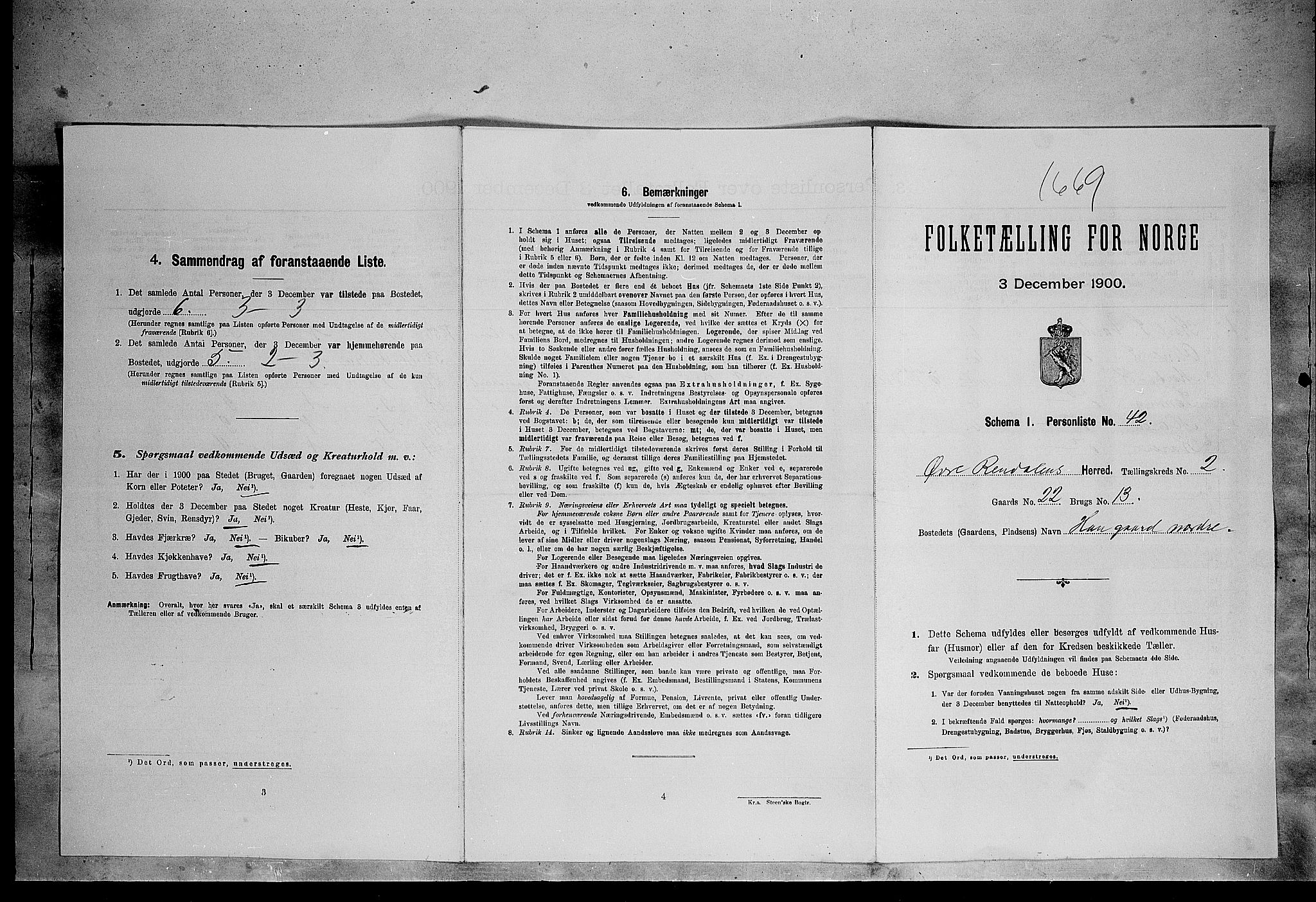 SAH, 1900 census for Øvre Rendal, 1900, p. 270