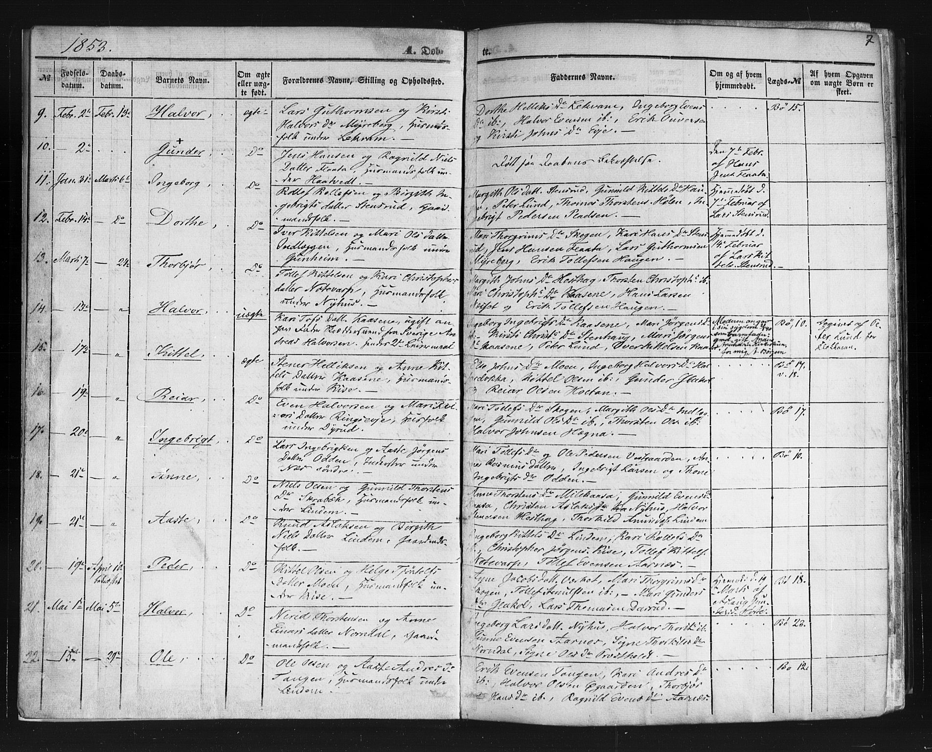 Sauherad kirkebøker, AV/SAKO-A-298/F/Fb/L0001: Parish register (official) no. II 1, 1851-1877, p. 7