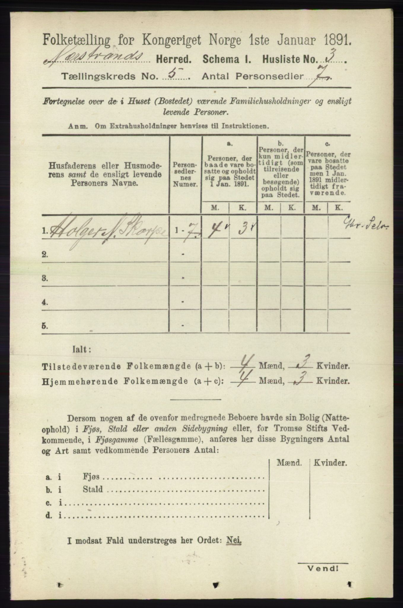 RA, 1891 census for 1139 Nedstrand, 1891, p. 766