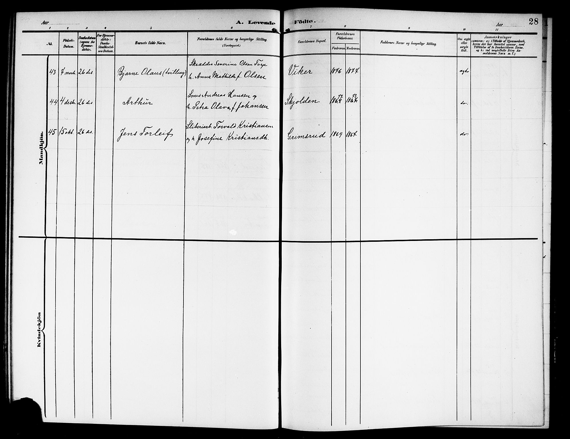 Askim prestekontor Kirkebøker, AV/SAO-A-10900/G/Ga/L0002: Parish register (copy) no. 2, 1903-1921, p. 28