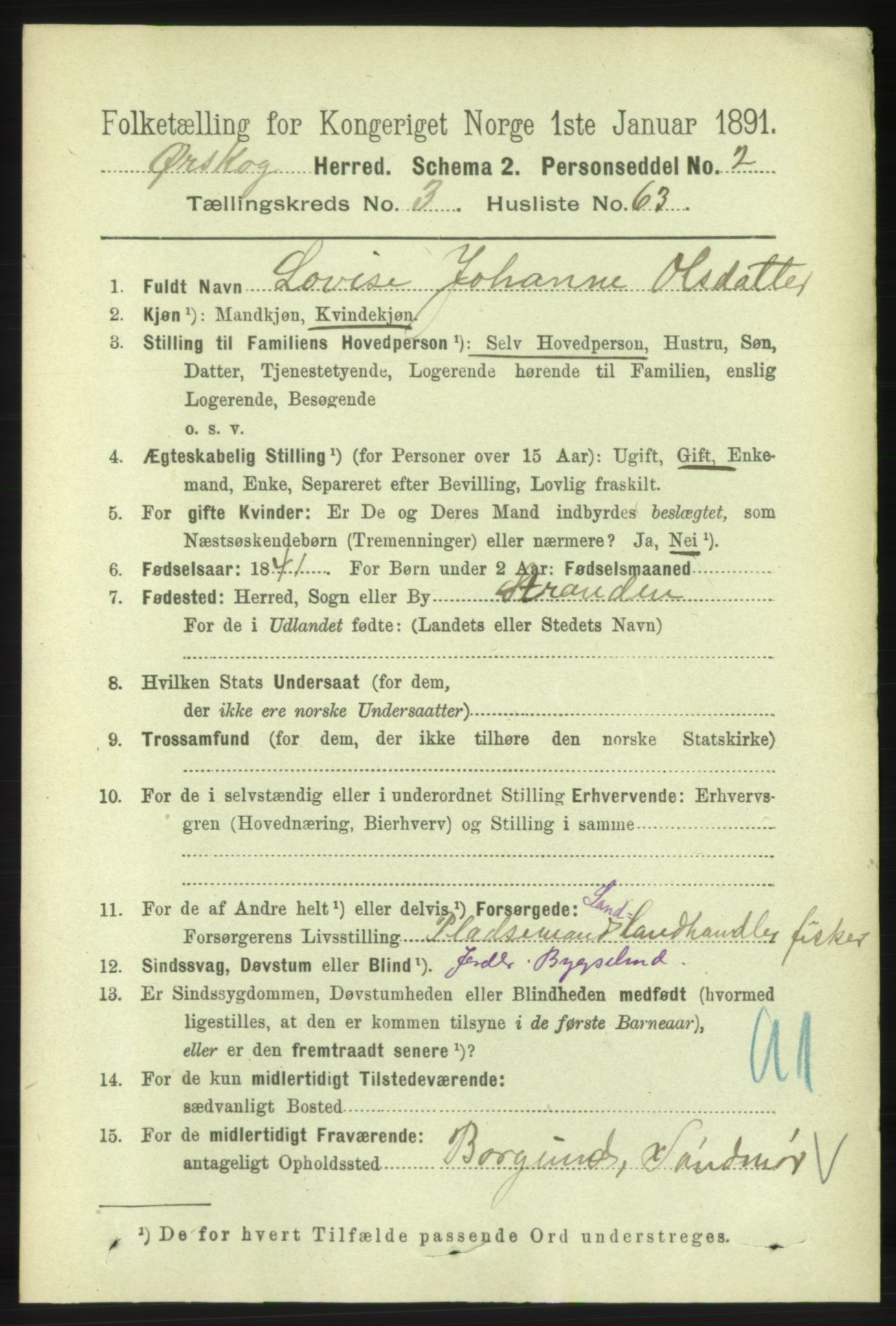 RA, 1891 census for 1527 Ørskog, 1891, p. 1627