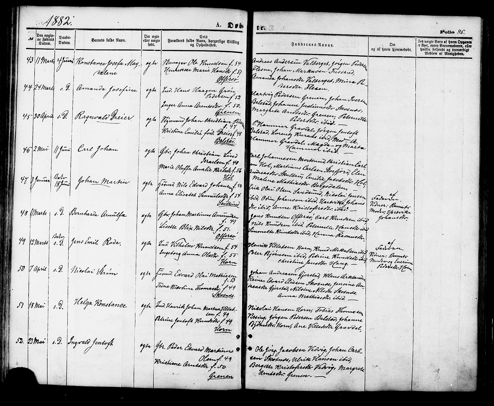 Ministerialprotokoller, klokkerbøker og fødselsregistre - Nordland, AV/SAT-A-1459/881/L1166: Parish register (copy) no. 881C03, 1876-1885, p. 85