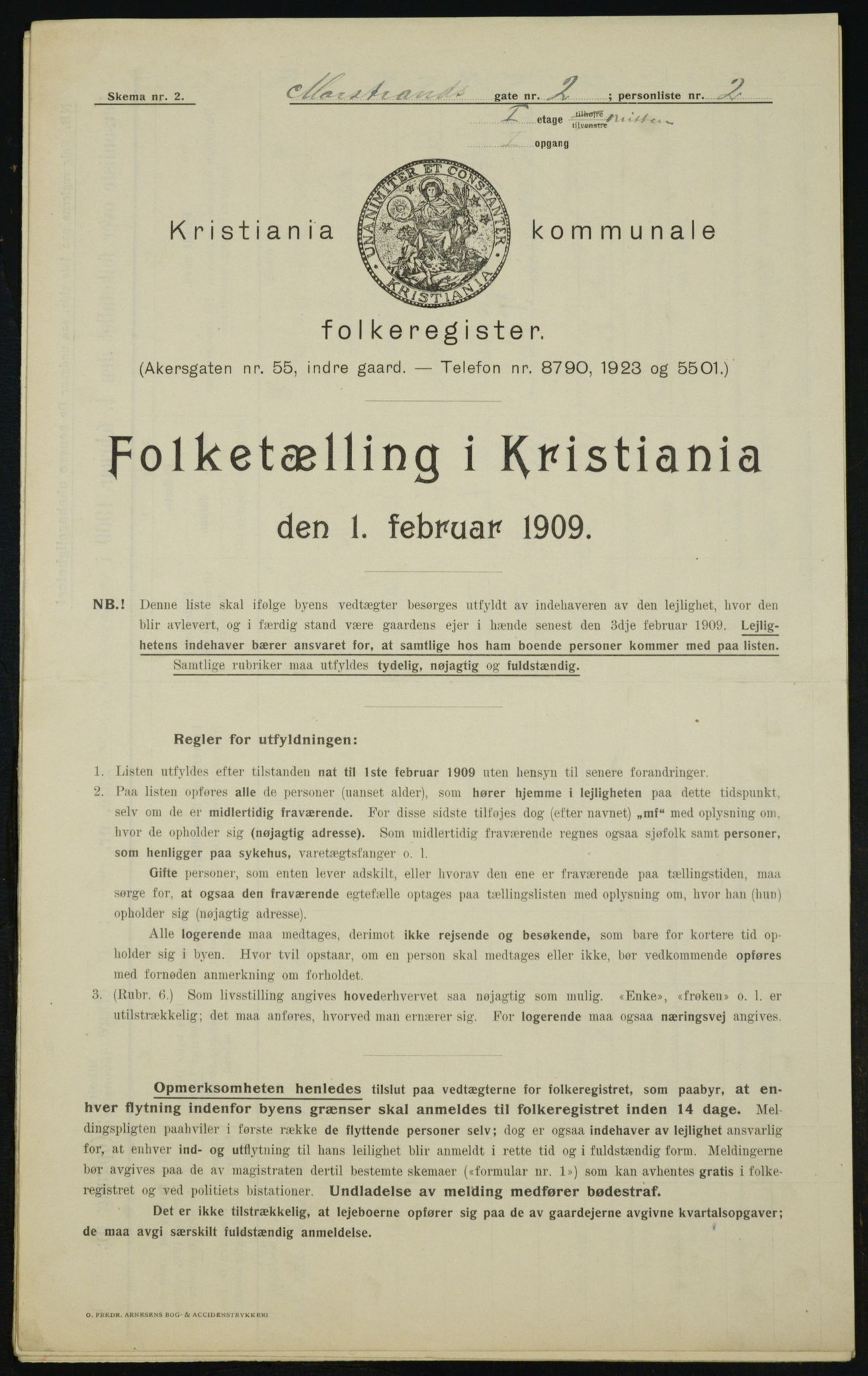 OBA, Municipal Census 1909 for Kristiania, 1909, p. 58693