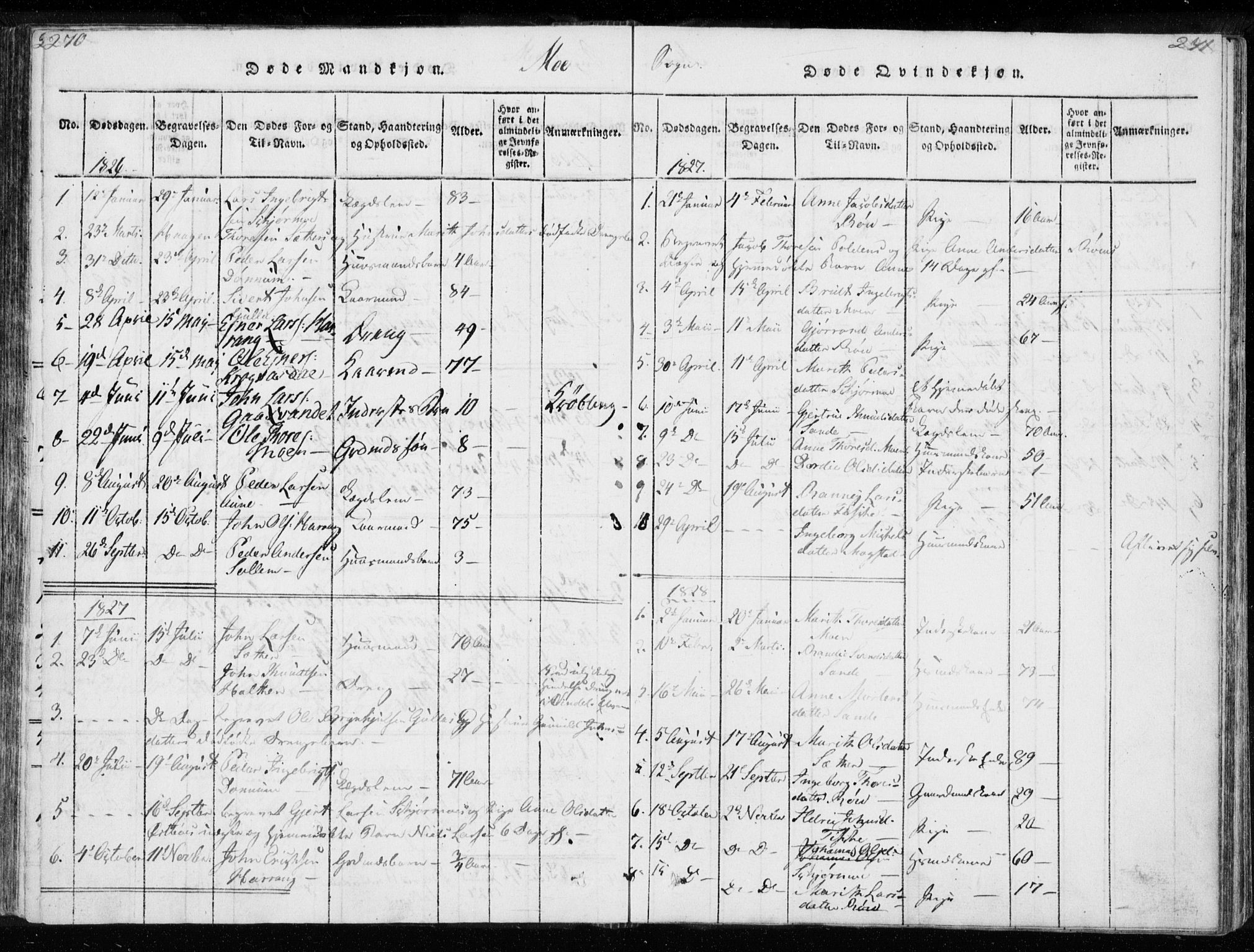 Ministerialprotokoller, klokkerbøker og fødselsregistre - Møre og Romsdal, AV/SAT-A-1454/595/L1041: Parish register (official) no. 595A03, 1819-1829, p. 270-271