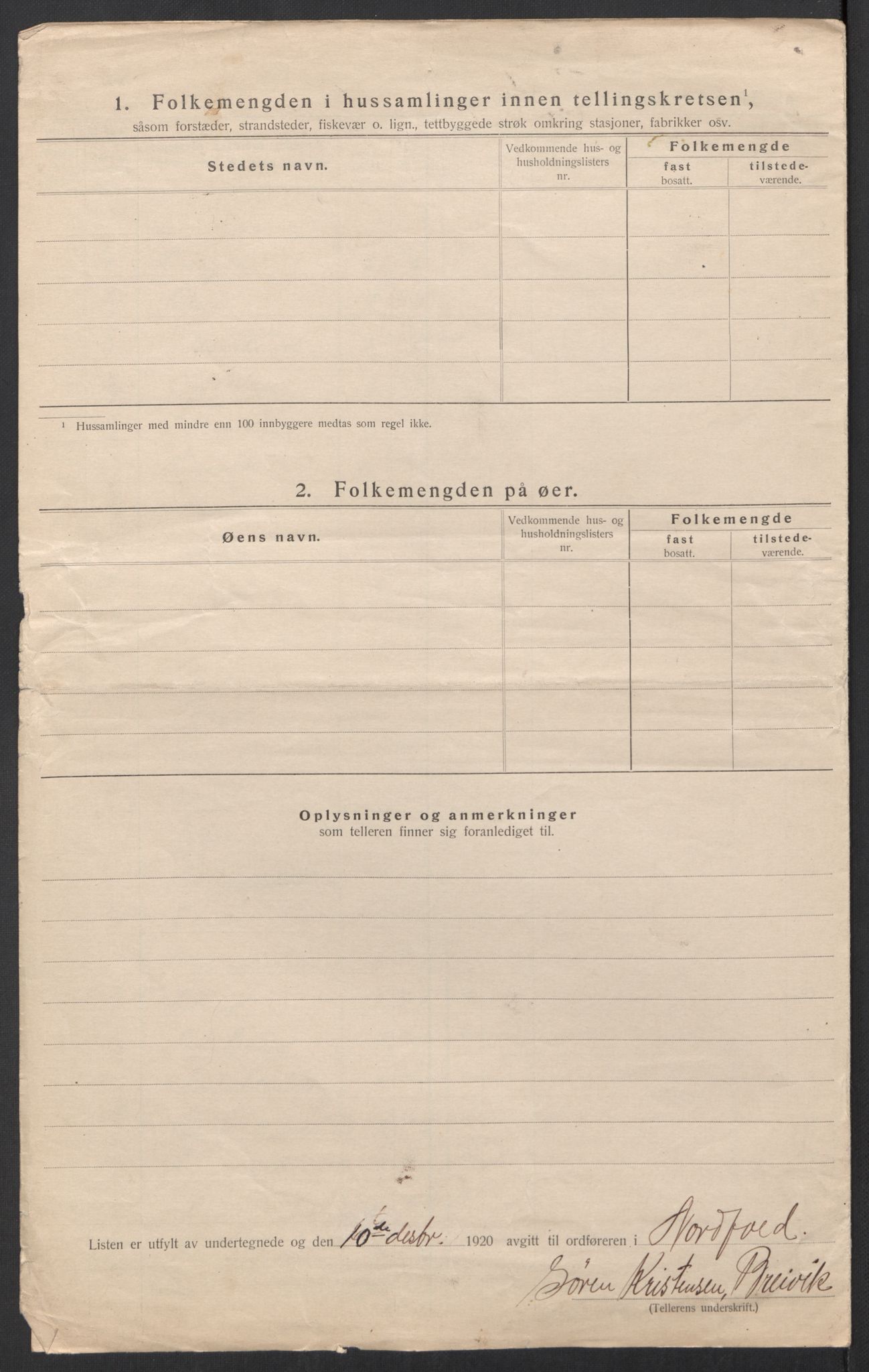 SAT, 1920 census for Nordfold, 1920, p. 12