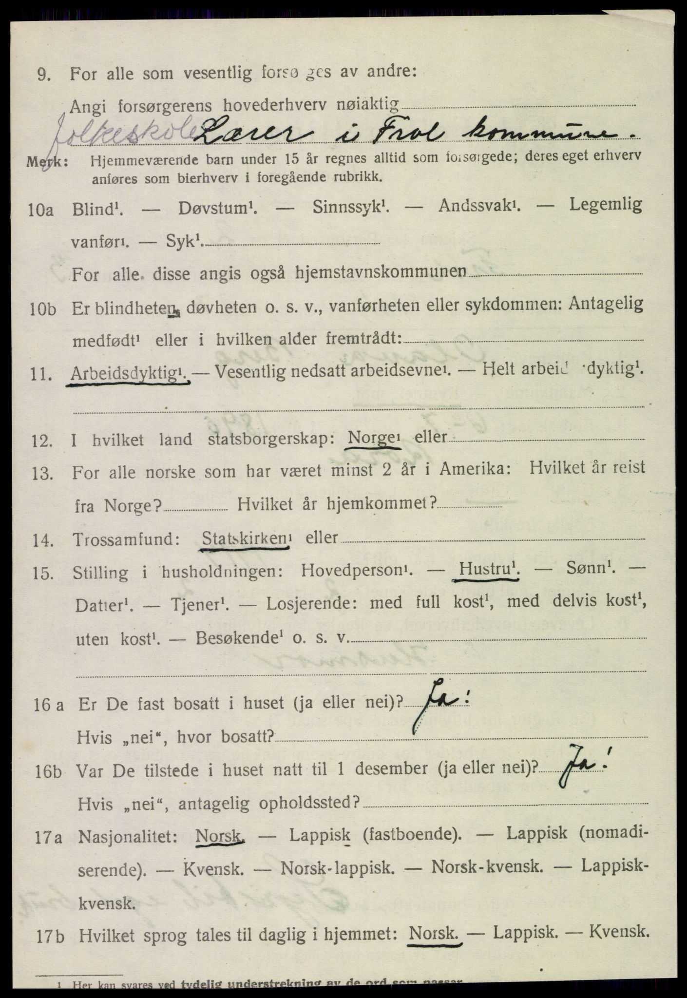 SAT, 1920 census for Frol, 1920, p. 2996