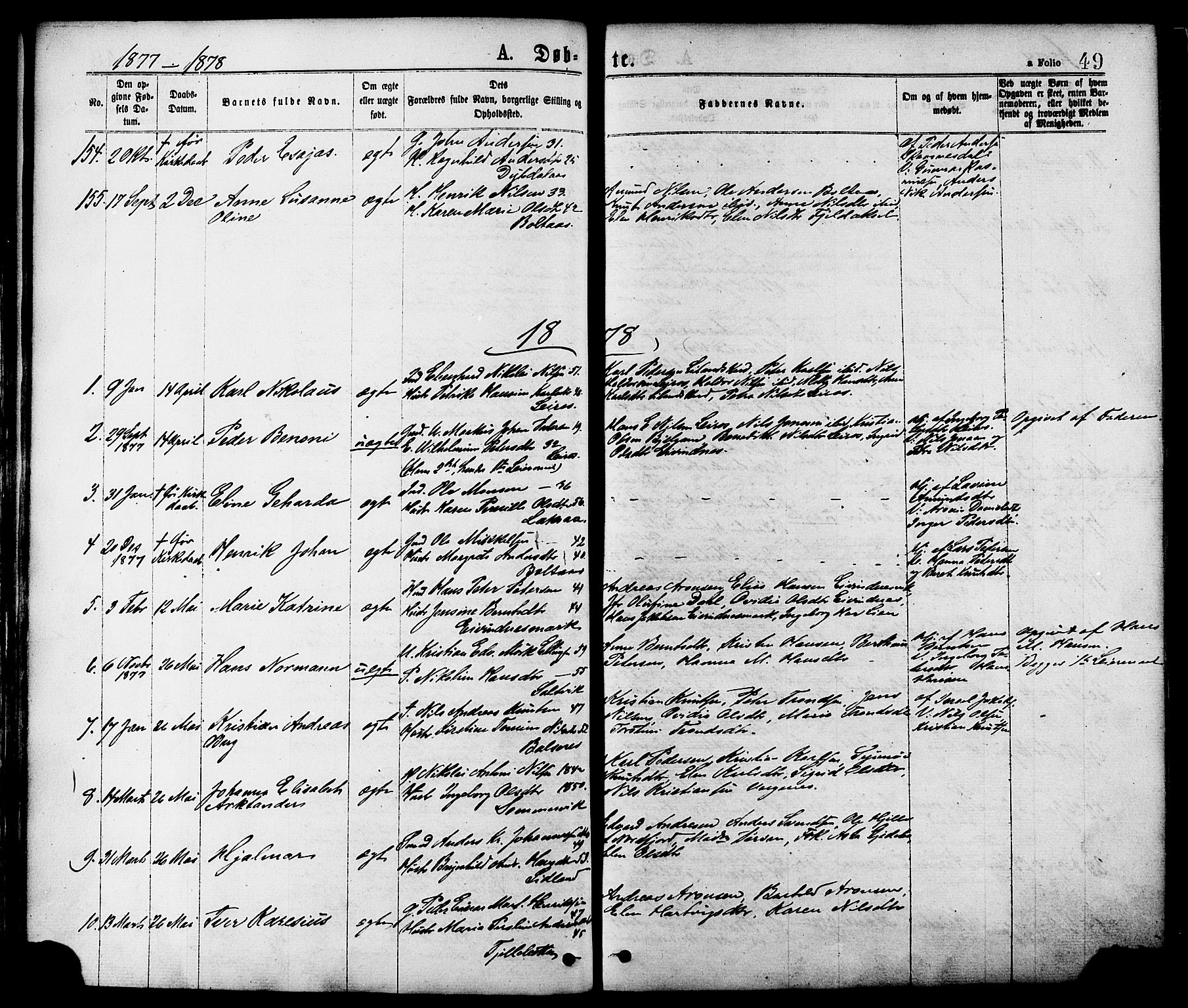 Ministerialprotokoller, klokkerbøker og fødselsregistre - Nordland, SAT/A-1459/863/L0897: Parish register (official) no. 863A09, 1872-1886, p. 49