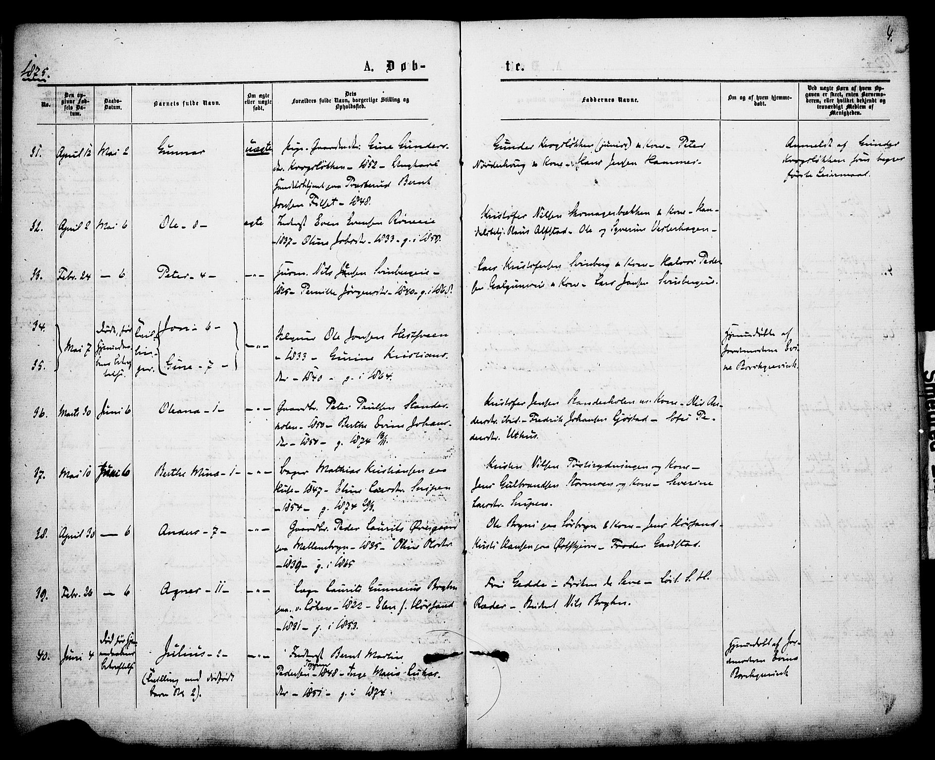 Romedal prestekontor, AV/SAH-PREST-004/K/L0007: Parish register (official) no. 7, 1875-1879, p. 4