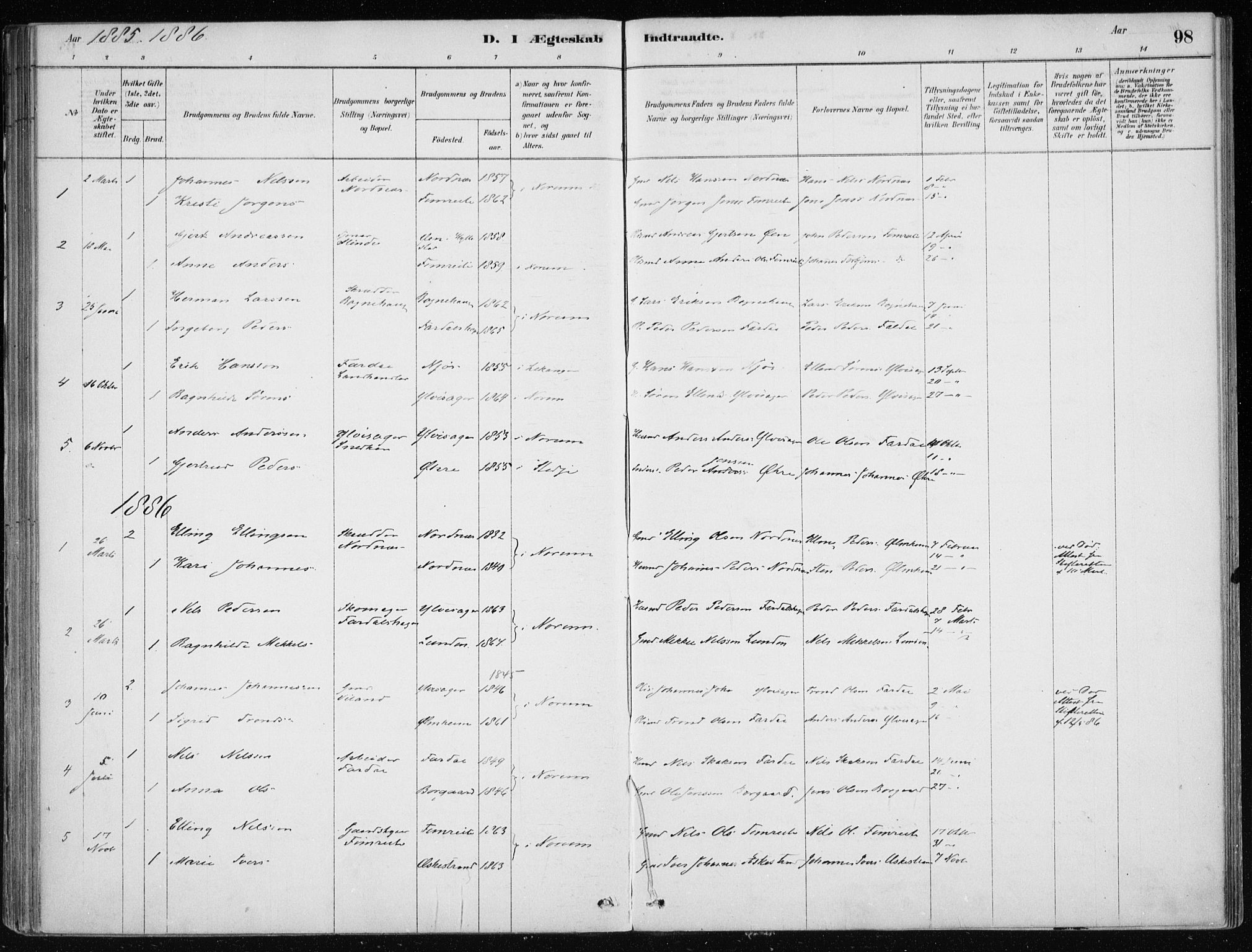 Sogndal sokneprestembete, SAB/A-81301/H/Haa/Haac/L0001: Parish register (official) no. C 1, 1878-1907, p. 98