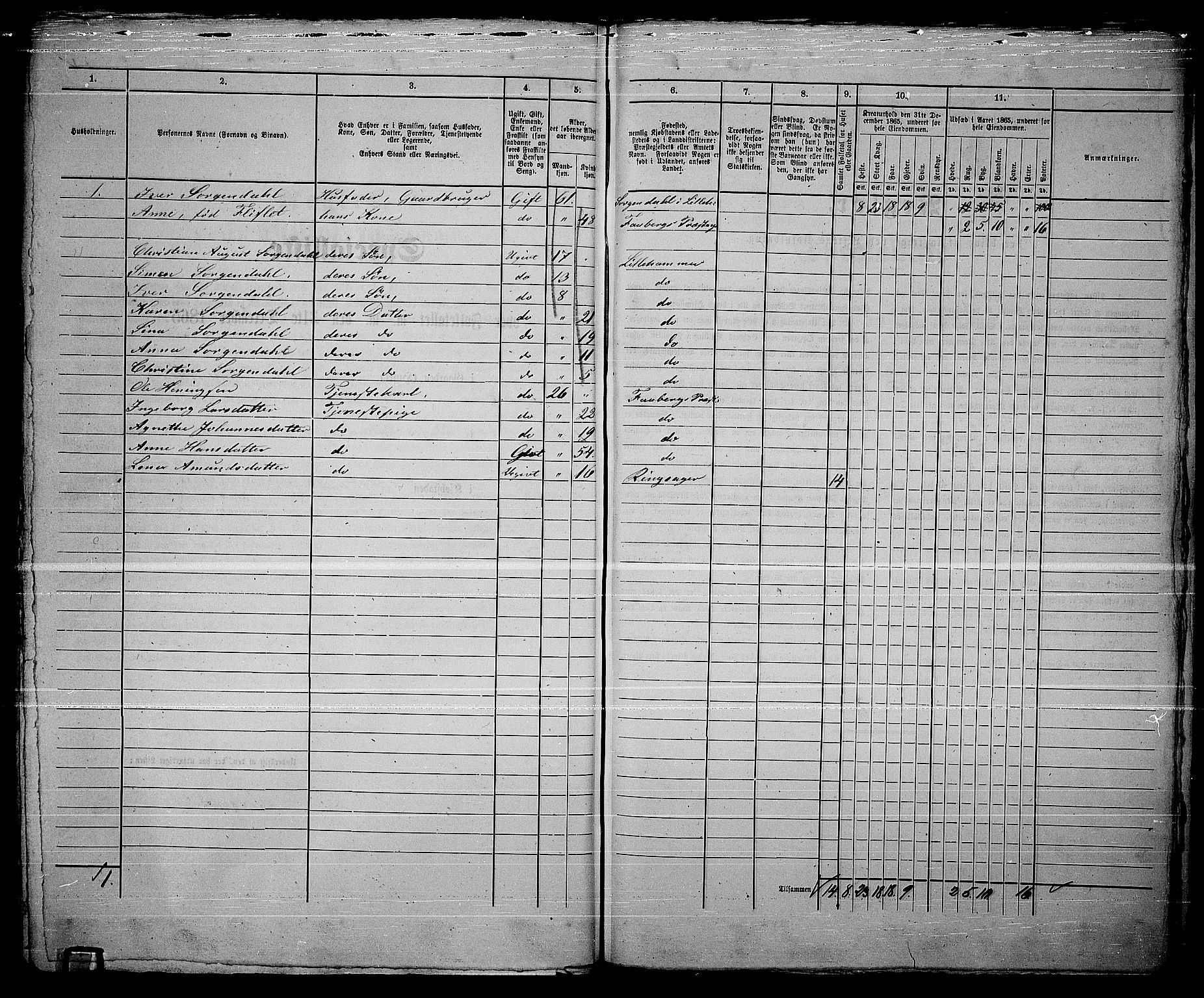 RA, 1865 census for Fåberg/Lillehammer, 1865, p. 269