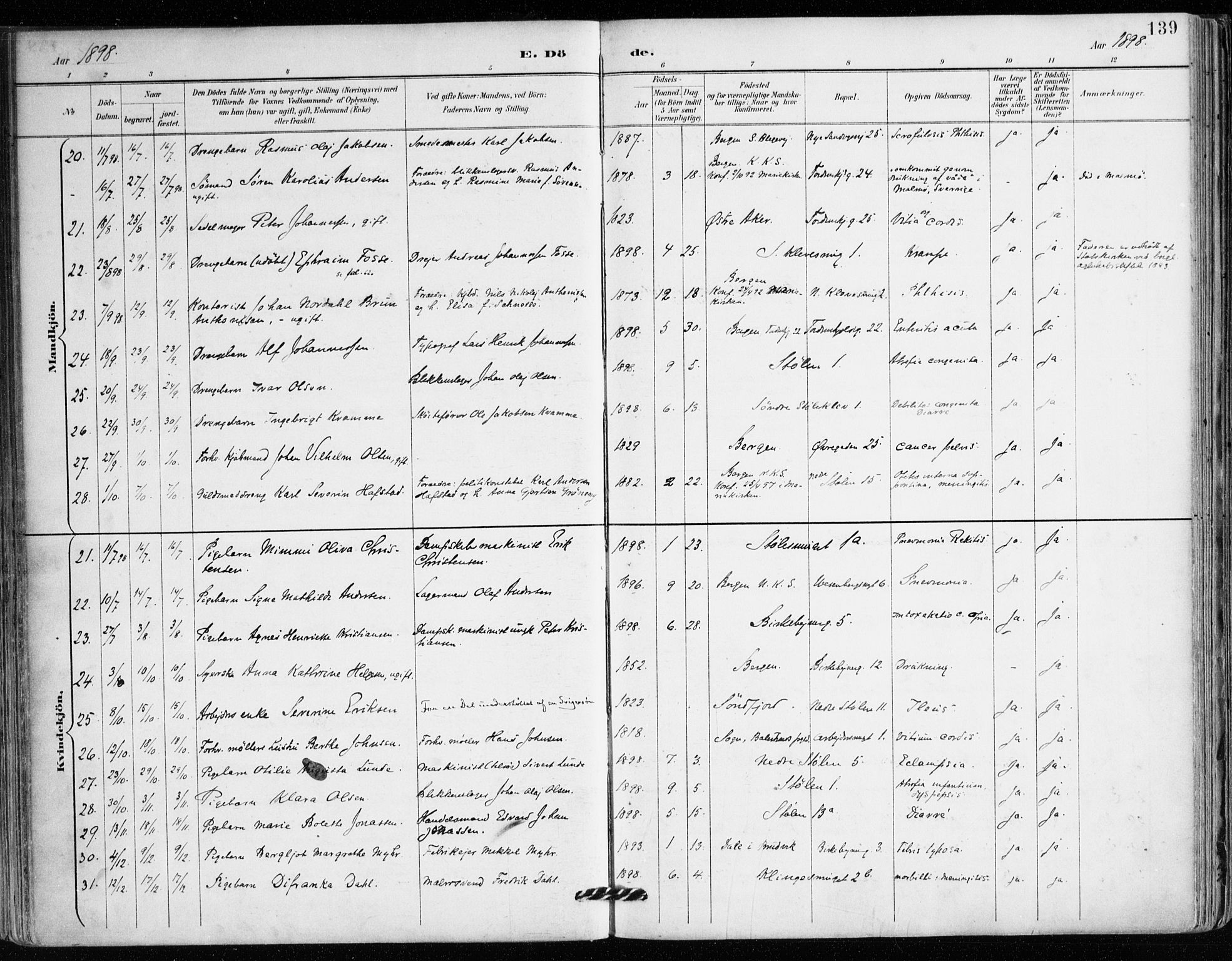 Mariakirken Sokneprestembete, AV/SAB-A-76901/H/Haa/L0008: Parish register (official) no. A 8, 1893-1942, p. 139