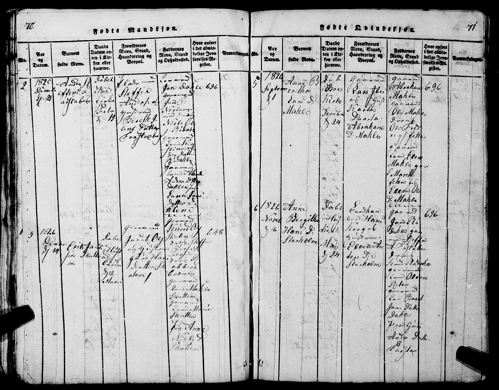 Ministerialprotokoller, klokkerbøker og fødselsregistre - Møre og Romsdal, SAT/A-1454/567/L0781: Parish register (copy) no. 567C01, 1818-1845, p. 70-71