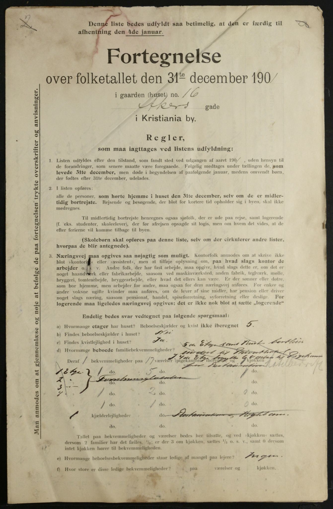 OBA, Municipal Census 1901 for Kristiania, 1901, p. 61