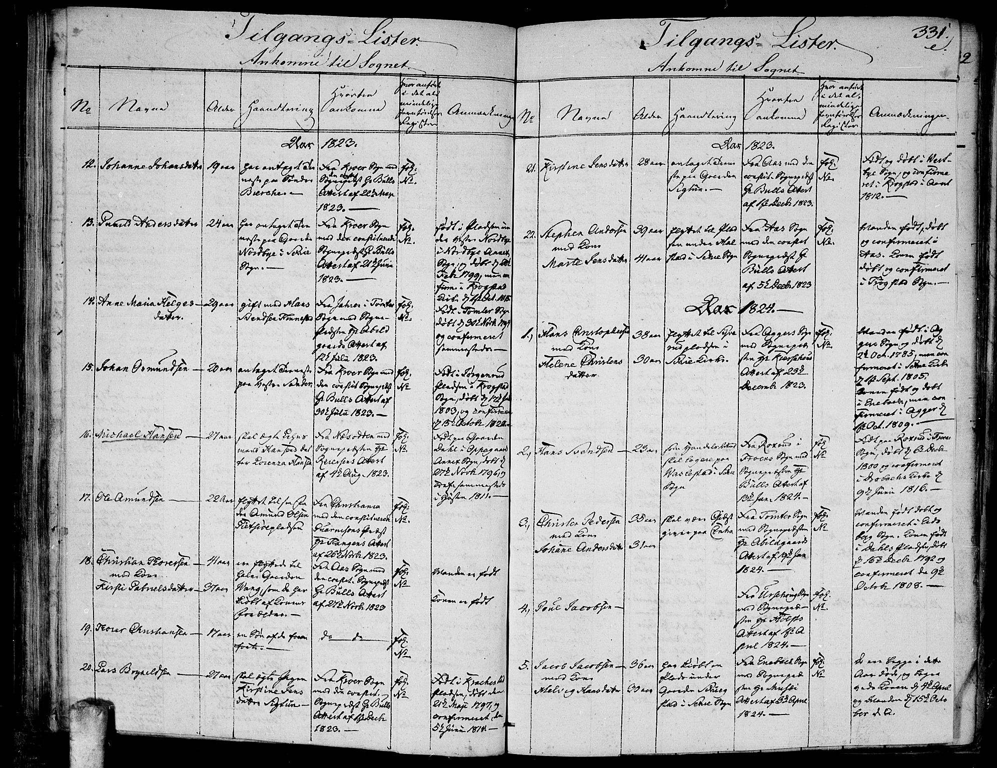 Kråkstad prestekontor Kirkebøker, SAO/A-10125a/F/Fa/L0003: Parish register (official) no. I 3, 1813-1824, p. 331e