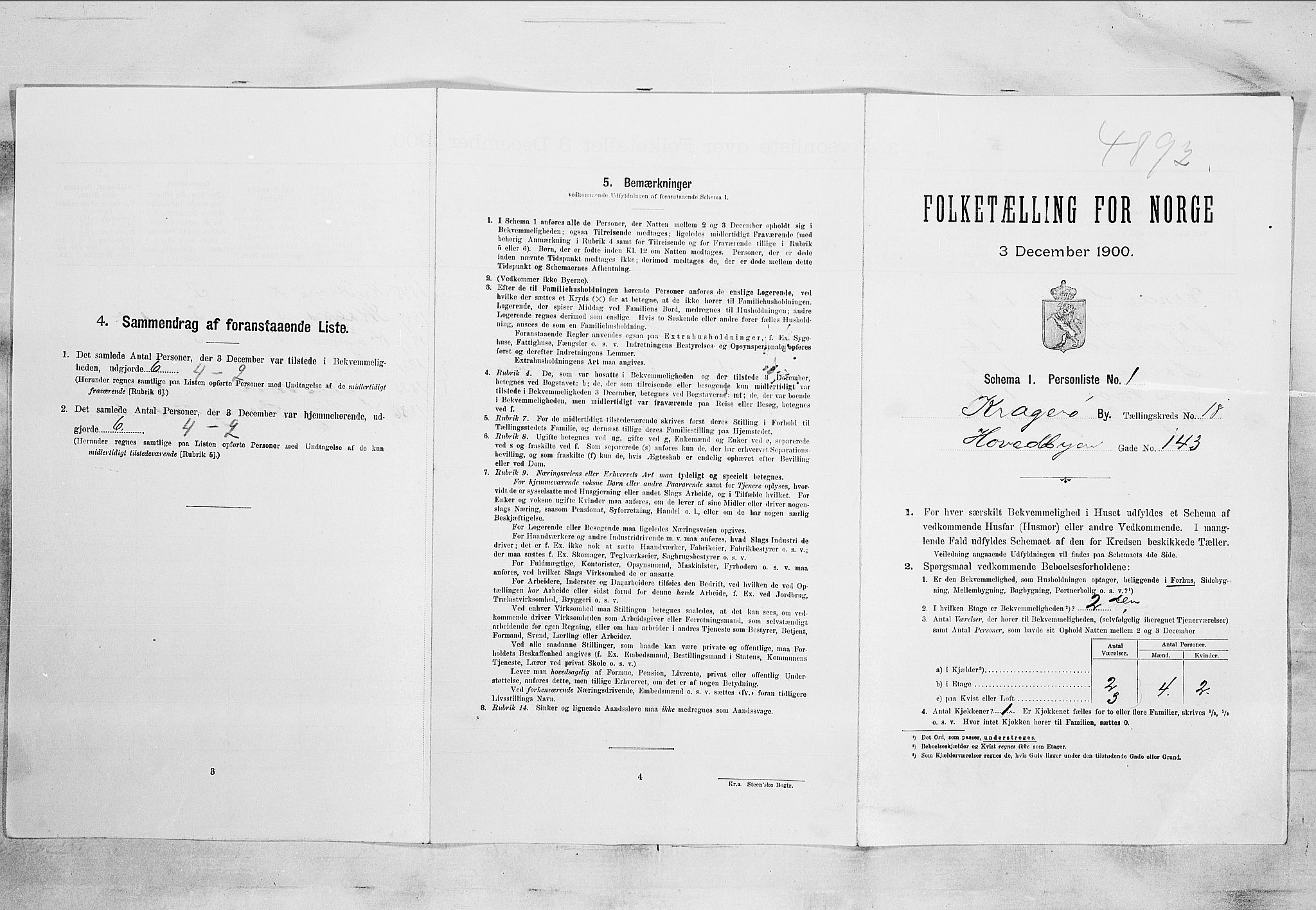 SAKO, 1900 census for Kragerø, 1900, p. 2090