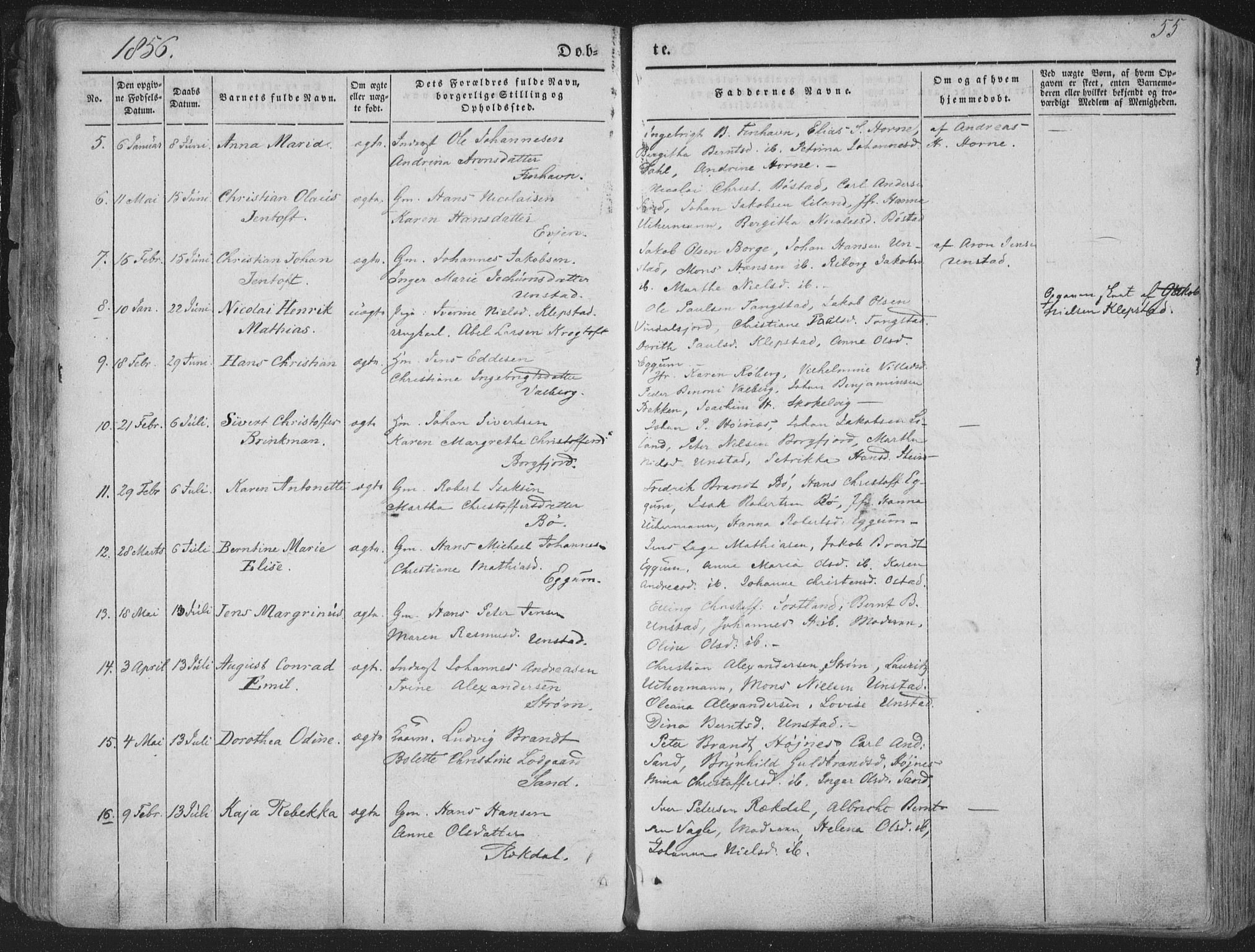 Ministerialprotokoller, klokkerbøker og fødselsregistre - Nordland, AV/SAT-A-1459/880/L1131: Parish register (official) no. 880A05, 1844-1868, p. 55