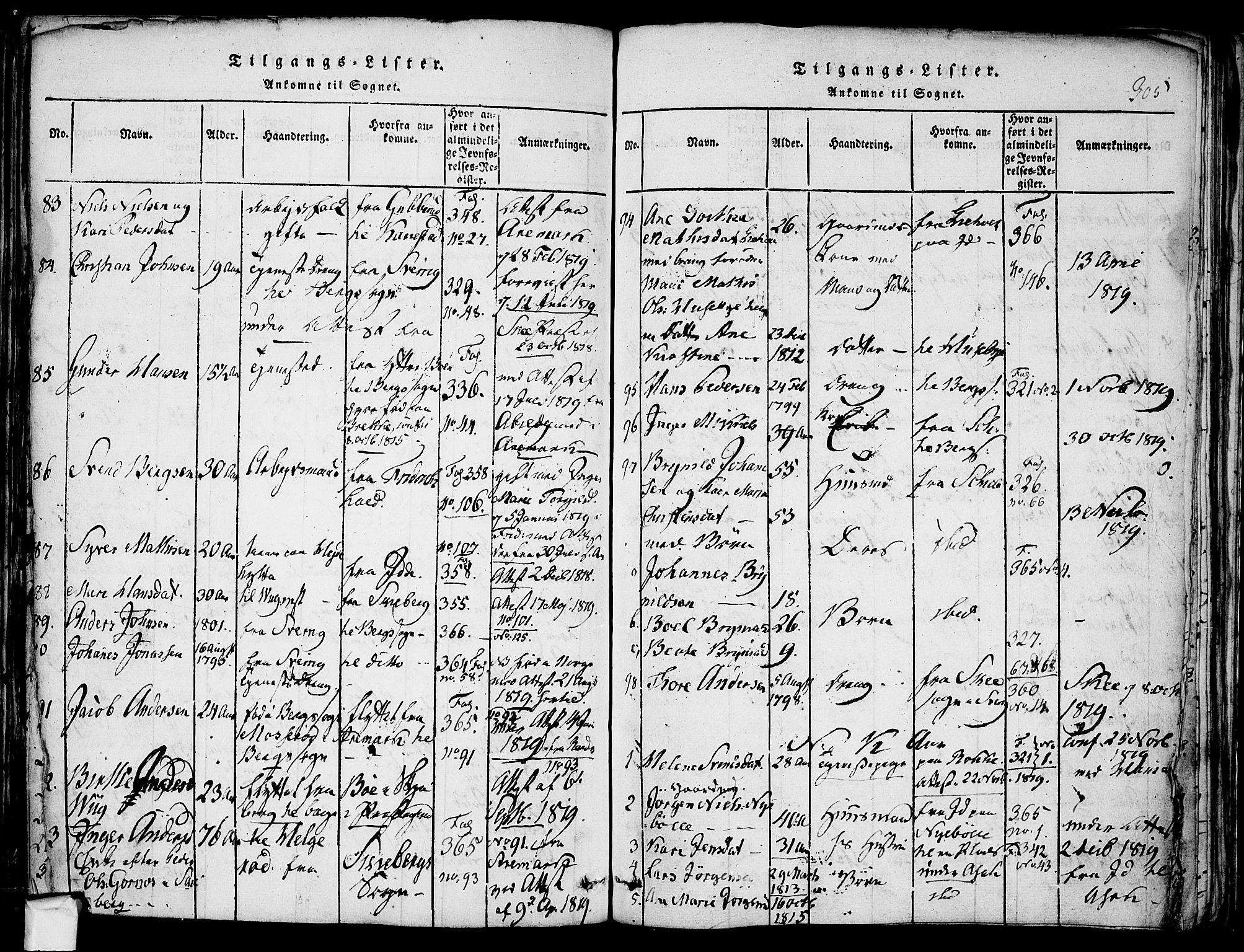 Berg prestekontor Kirkebøker, SAO/A-10902/F/Fa/L0002: Parish register (official) no. I 2, 1815-1831, p. 305