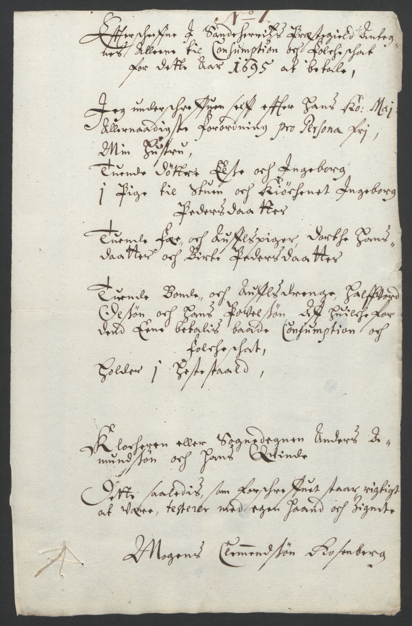 Rentekammeret inntil 1814, Reviderte regnskaper, Fogderegnskap, AV/RA-EA-4092/R33/L1974: Fogderegnskap Larvik grevskap, 1693-1695, p. 283