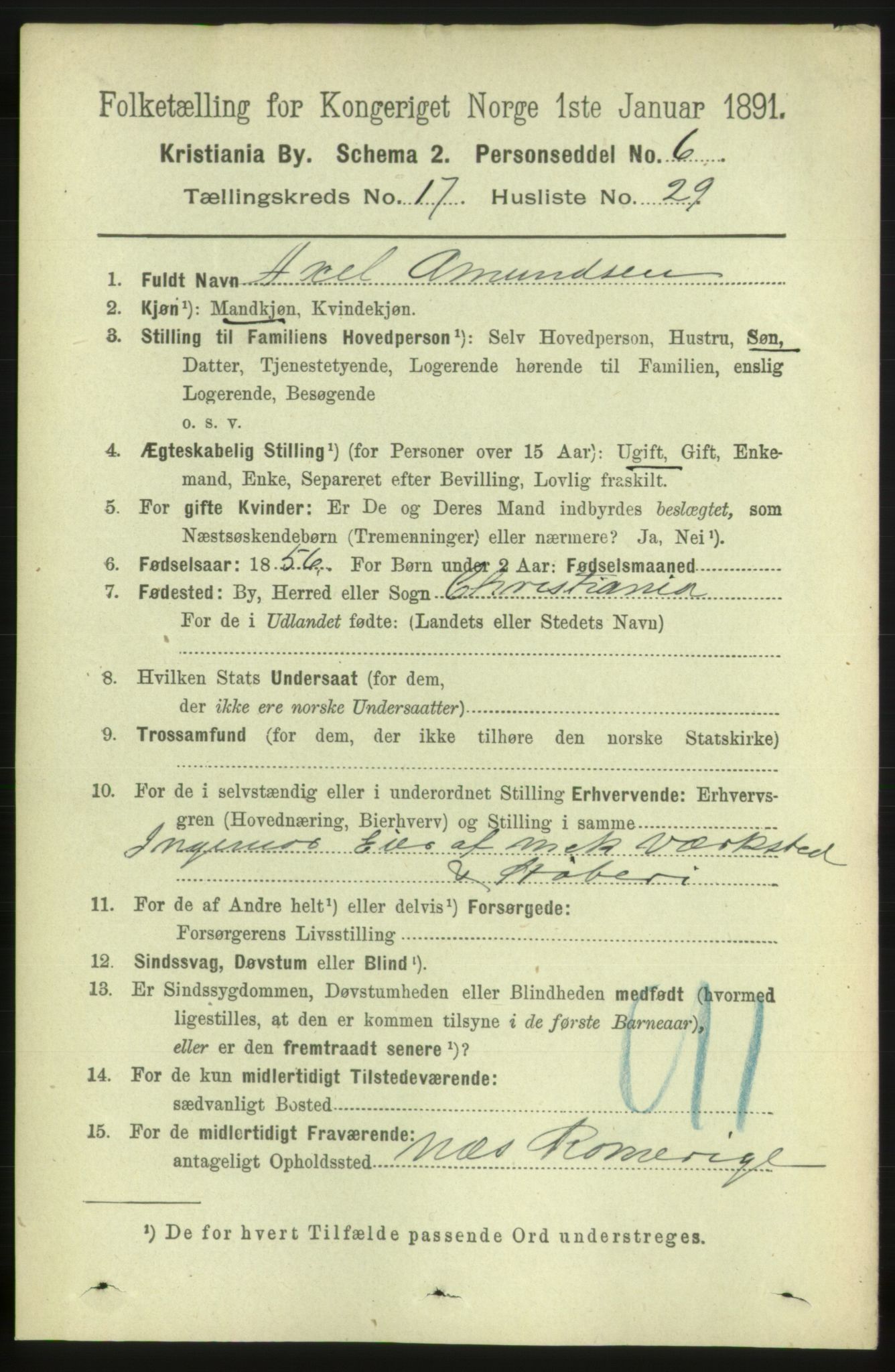 RA, 1891 census for 0301 Kristiania, 1891, p. 8823