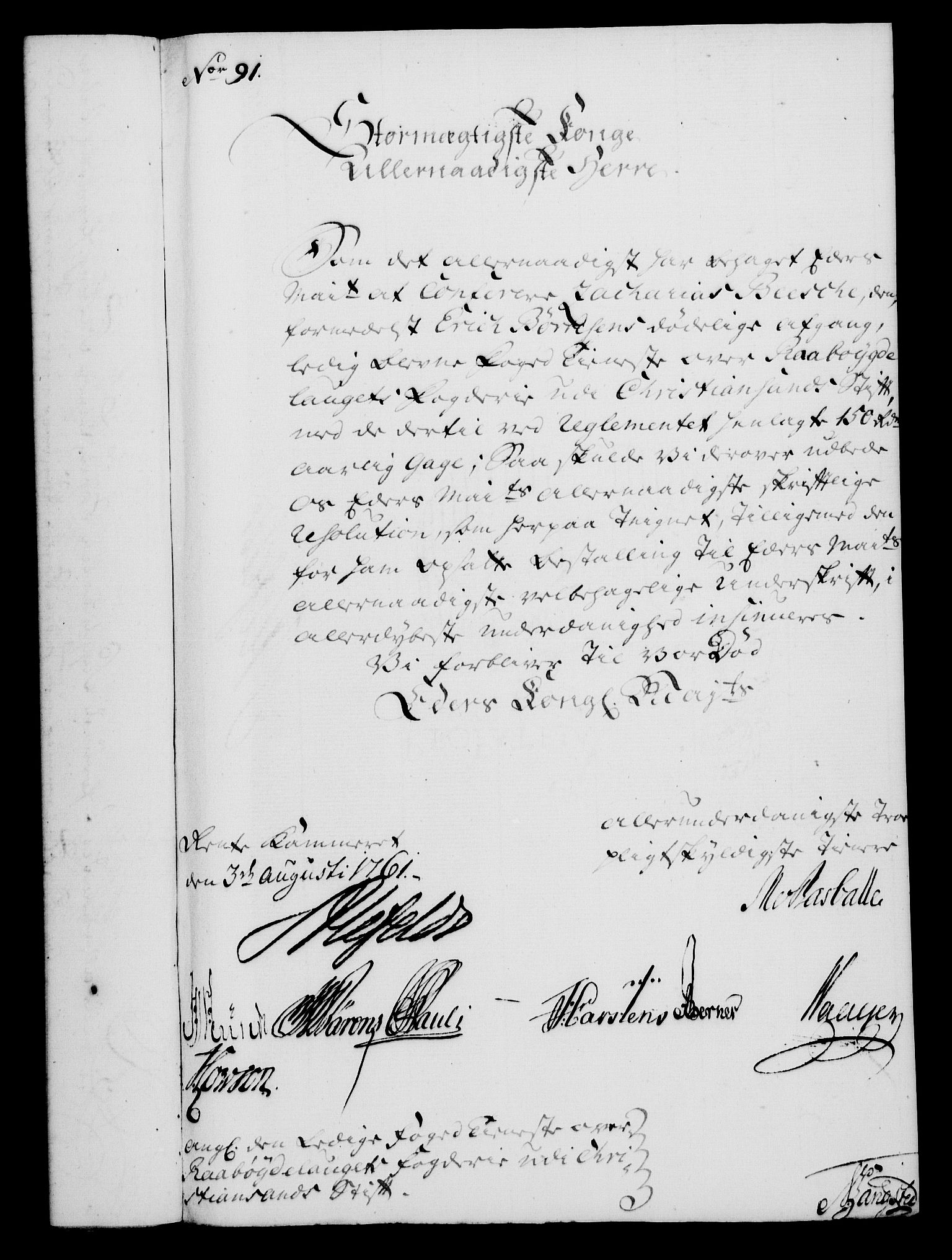 Rentekammeret, Kammerkanselliet, RA/EA-3111/G/Gf/Gfa/L0043: Norsk relasjons- og resolusjonsprotokoll (merket RK 52.43), 1761, p. 353