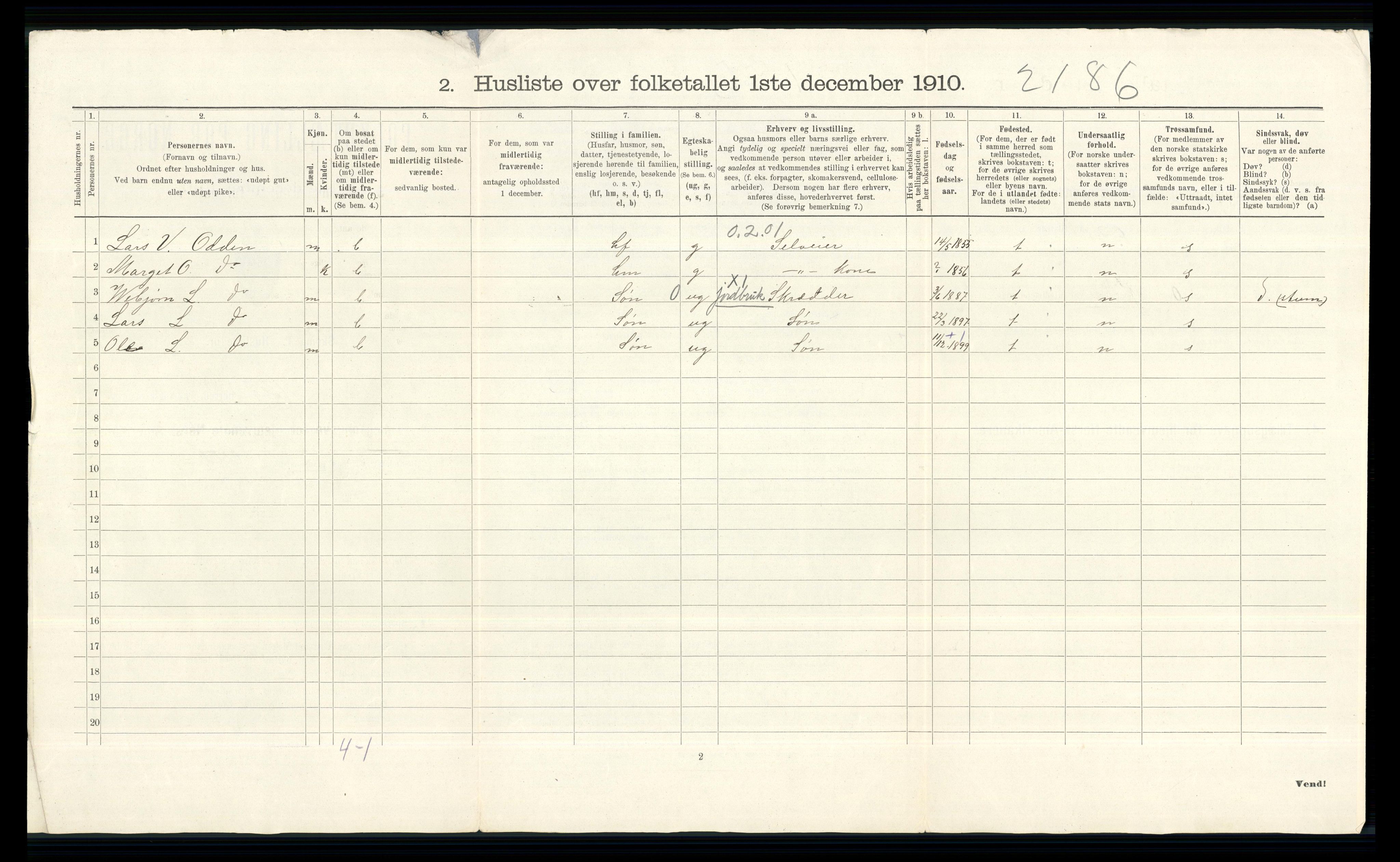 RA, 1910 census for Hol, 1910, p. 42