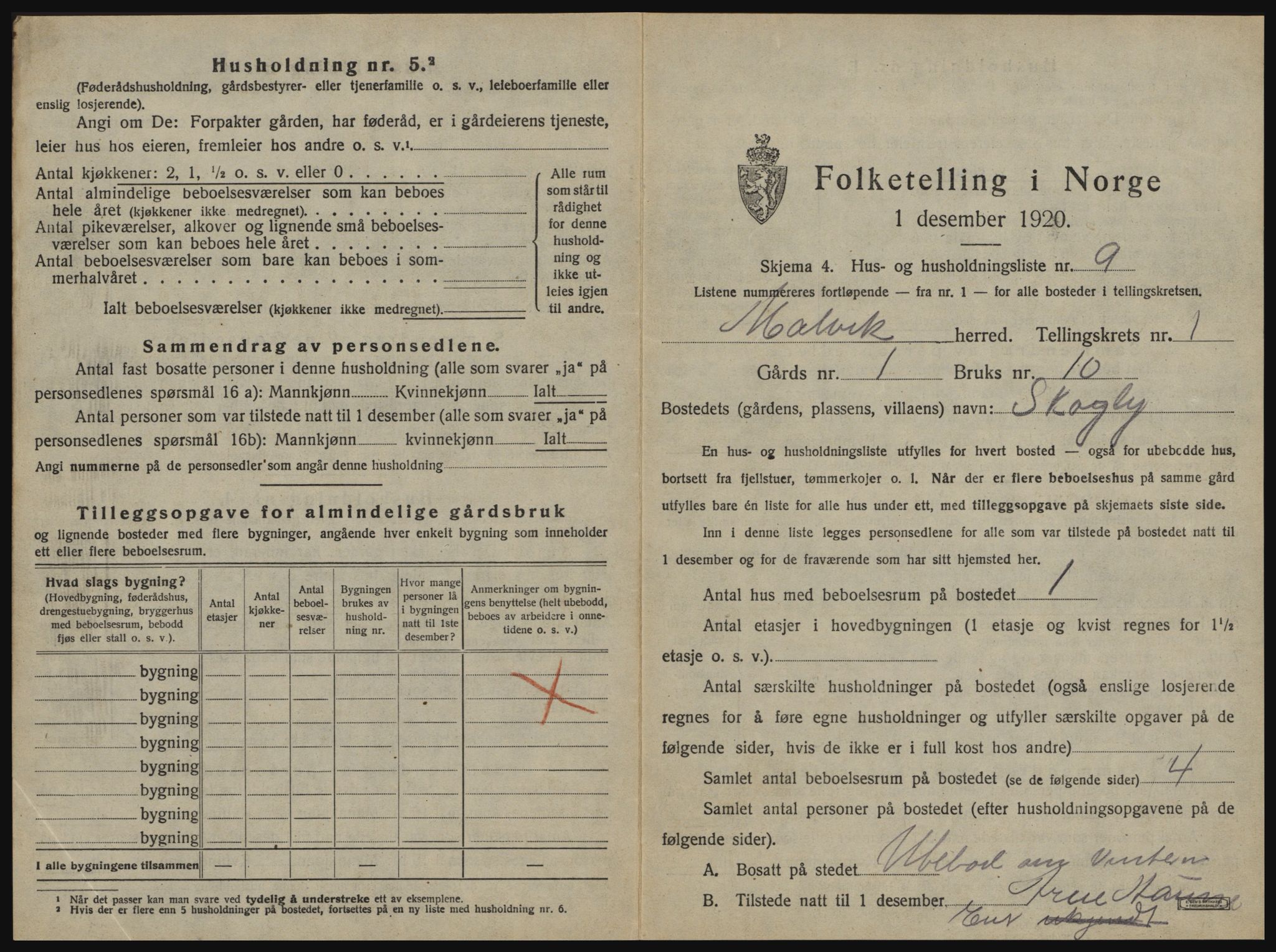 SAT, 1920 census for Malvik, 1920, p. 60