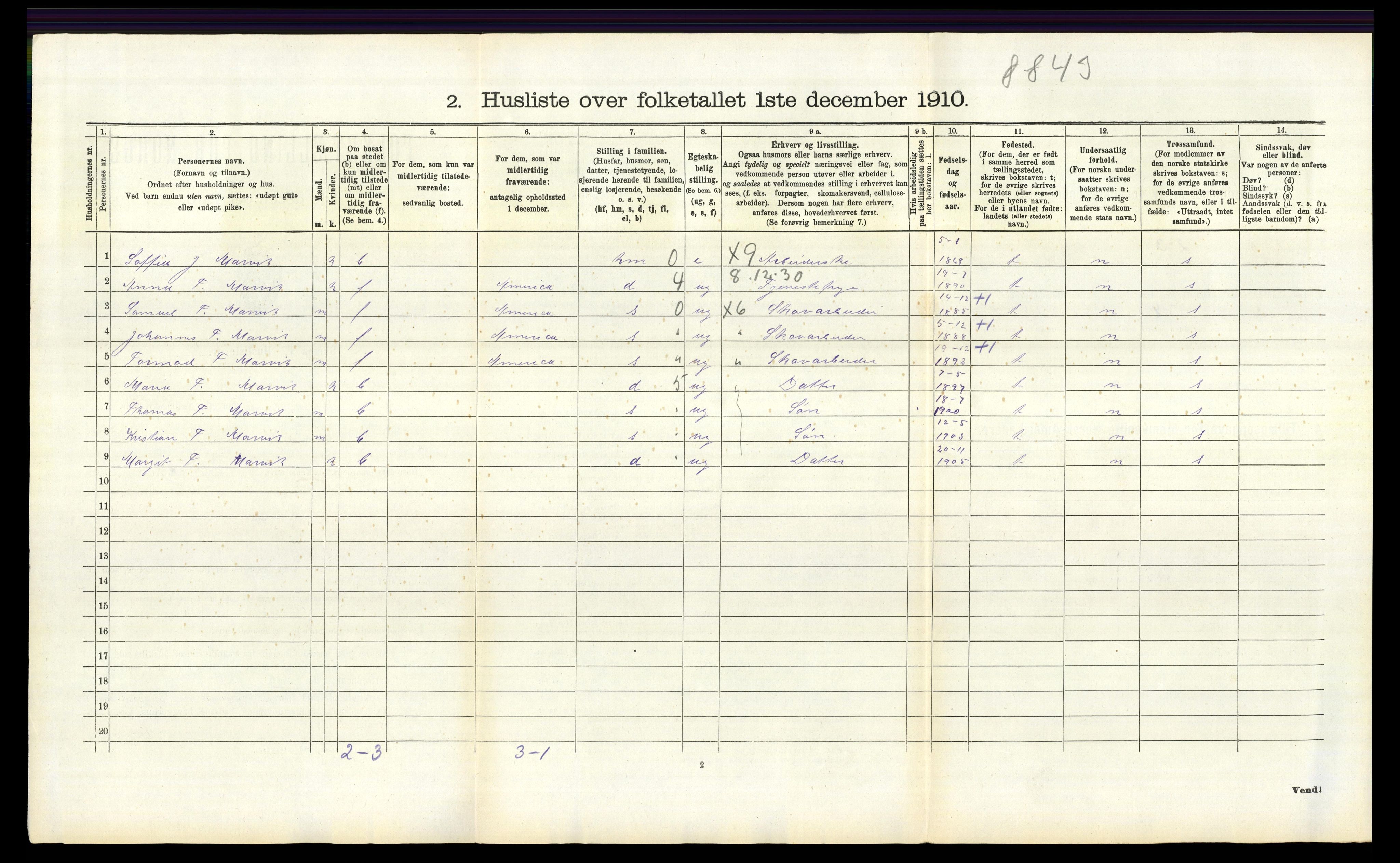 RA, 1910 census for Jelsa, 1910, p. 546