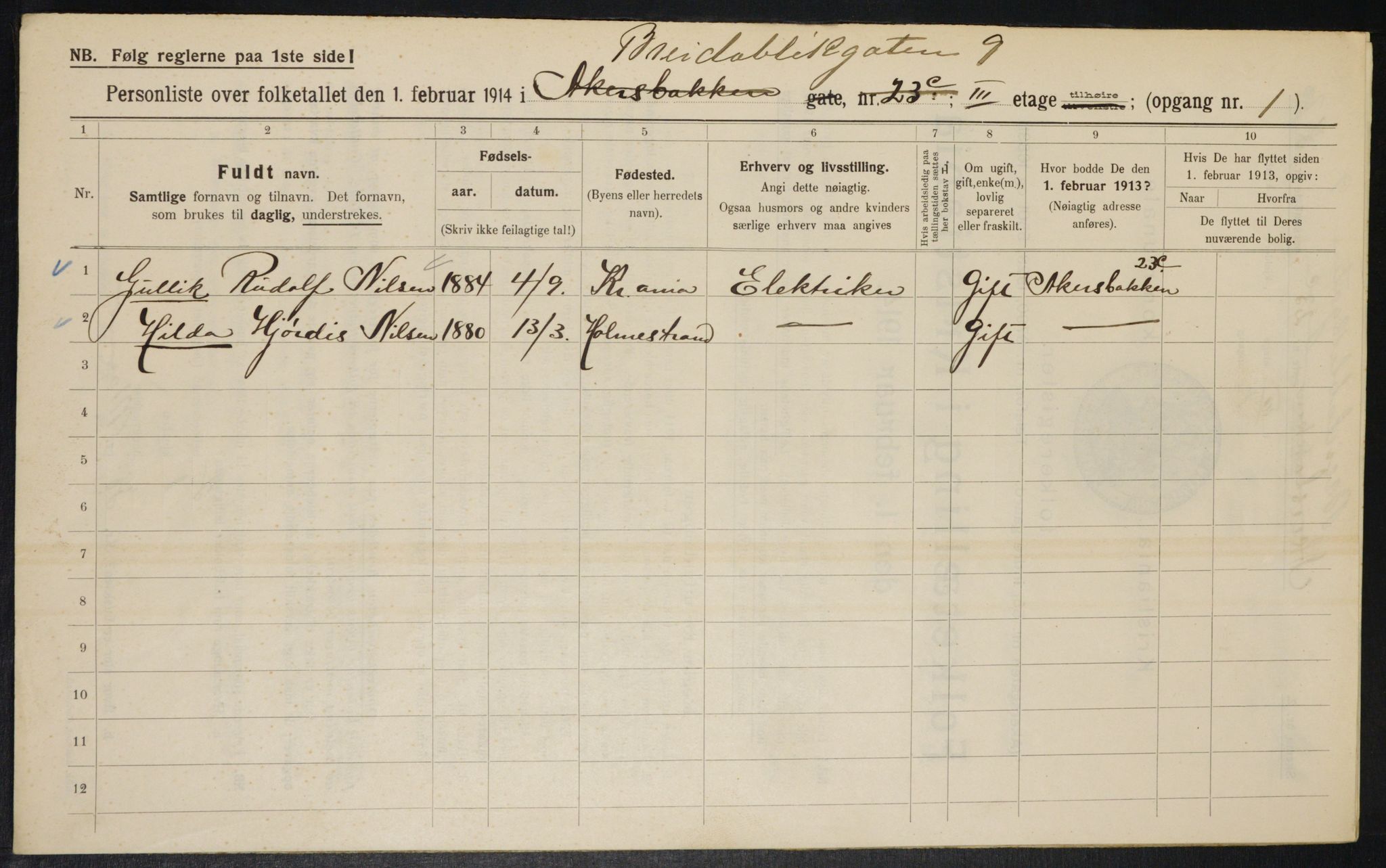 OBA, Municipal Census 1914 for Kristiania, 1914, p. 8128