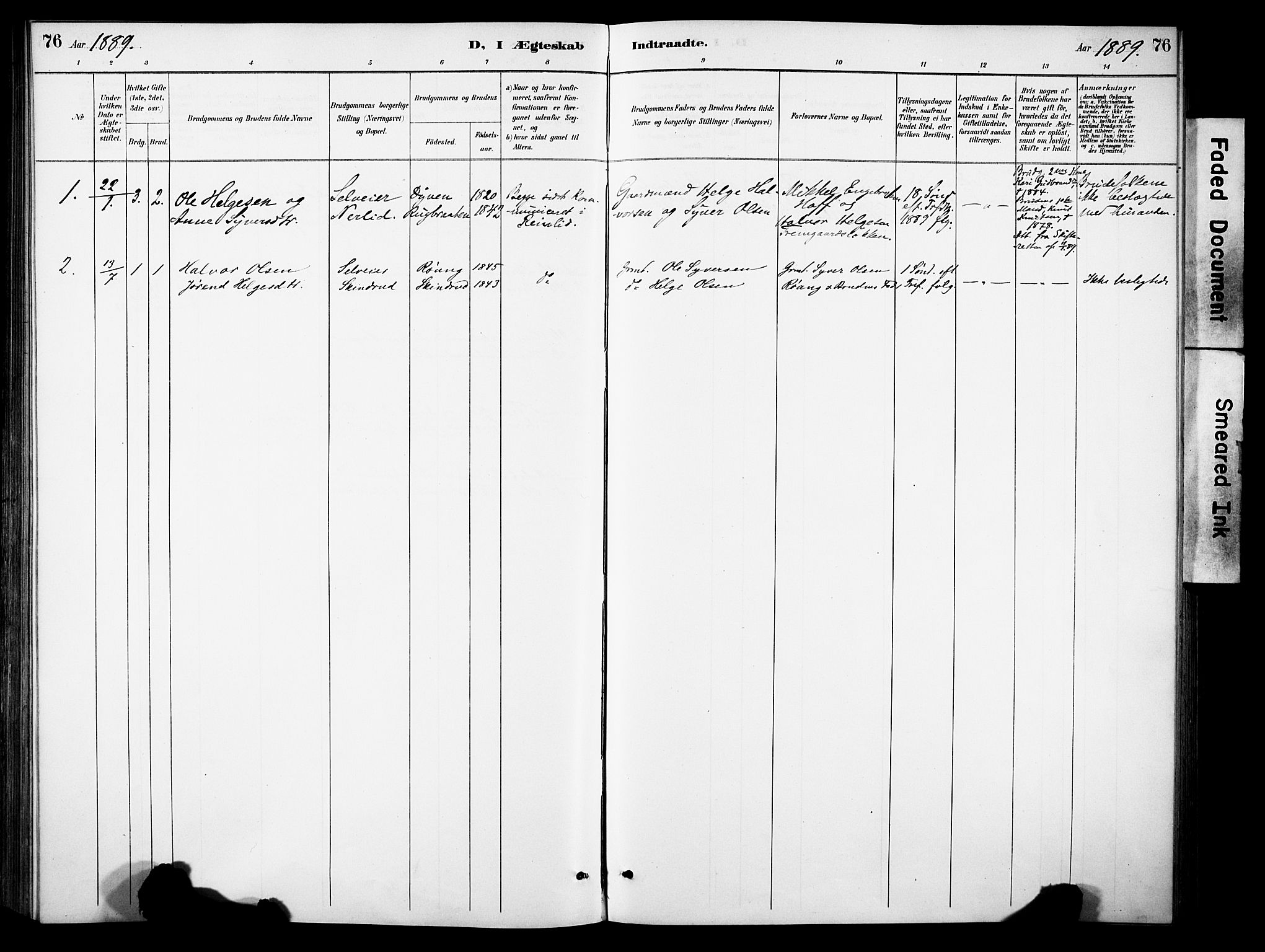 Sør-Aurdal prestekontor, SAH/PREST-128/H/Ha/Haa/L0010: Parish register (official) no. 10, 1886-1906, p. 76