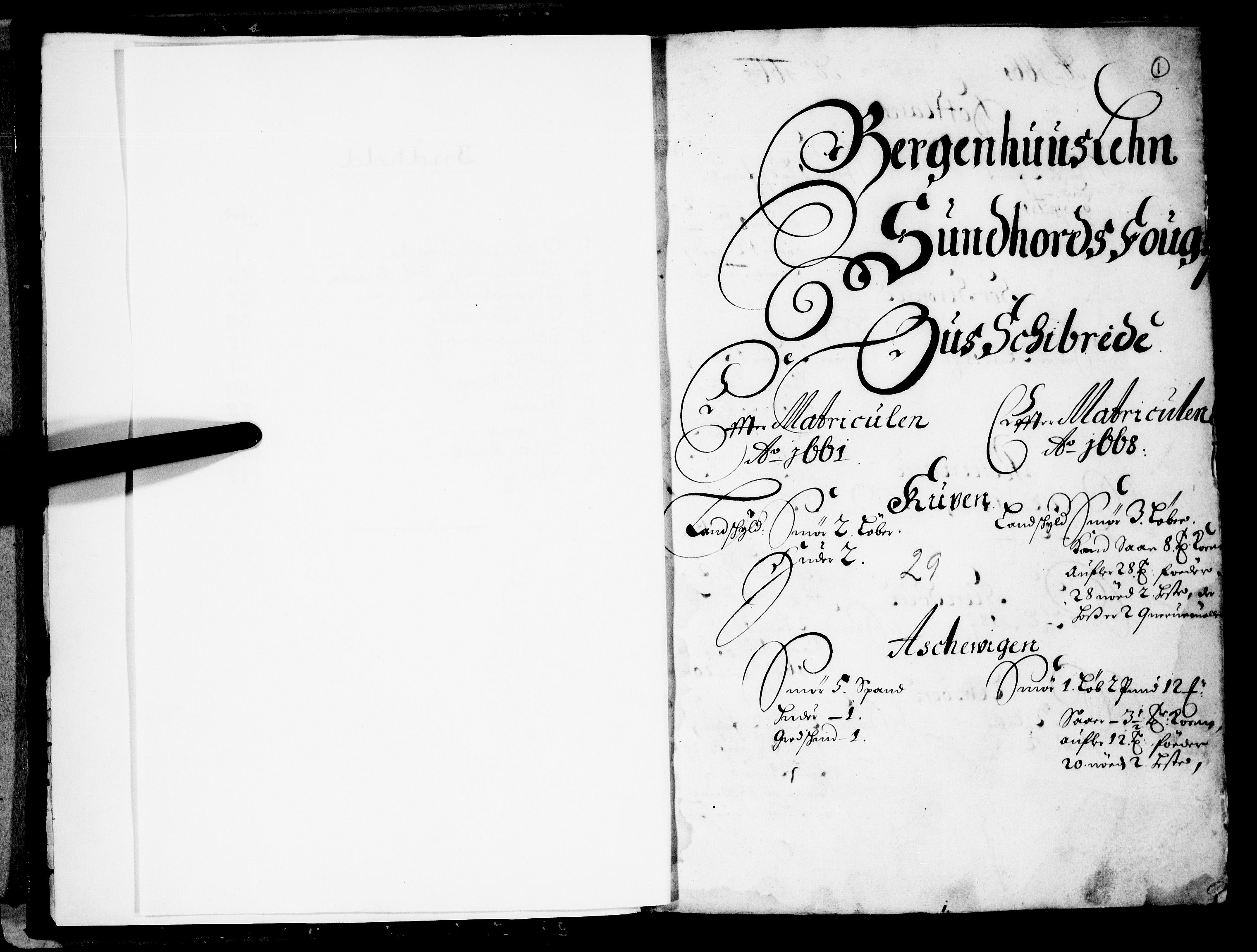 Rentekammeret inntil 1814, Realistisk ordnet avdeling, RA/EA-4070/N/Nb/Nba/L0036: Sunnhordland fogderi, 1661-1667, p. 1a