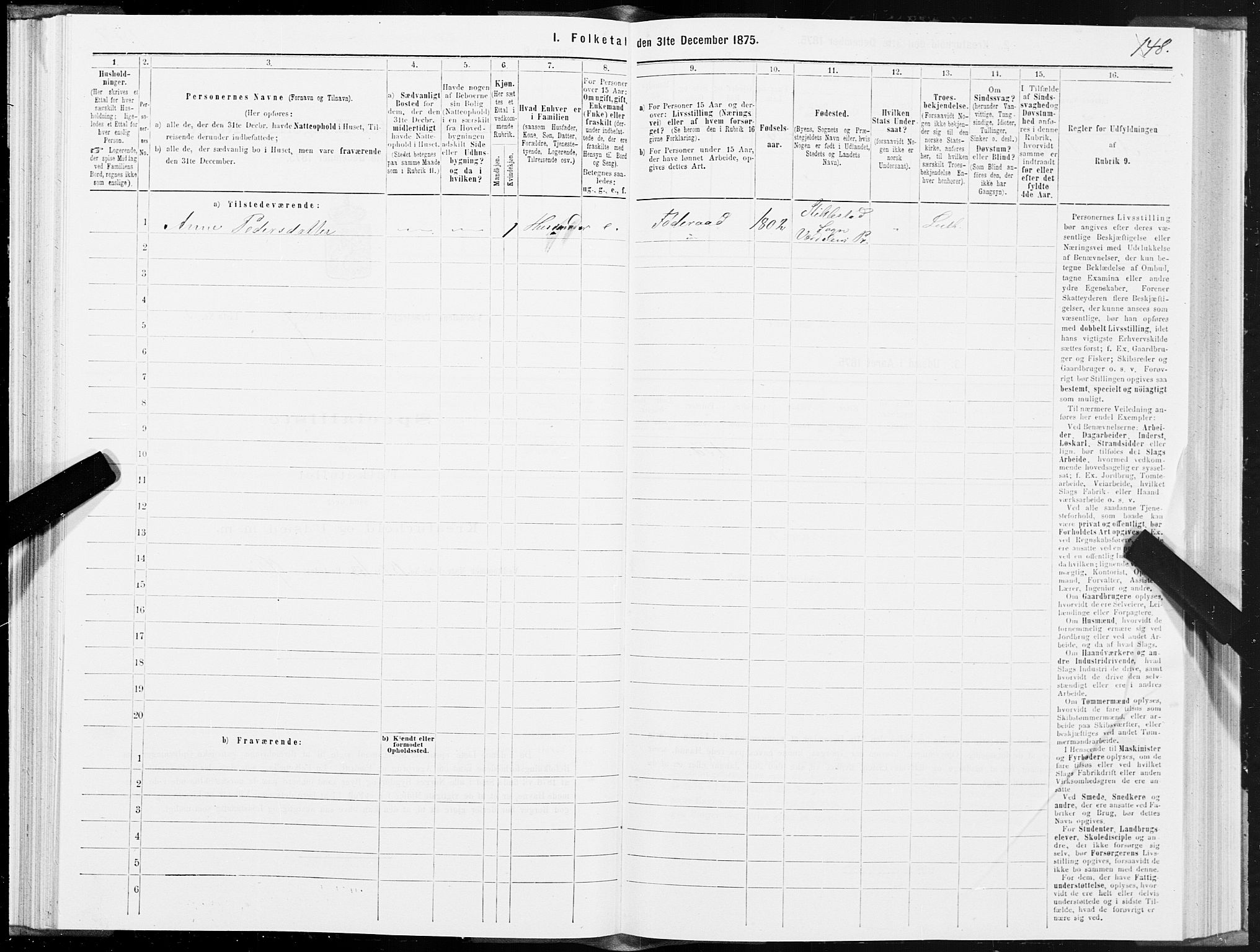 SAT, 1875 census for 1721P Verdal, 1875, p. 4148