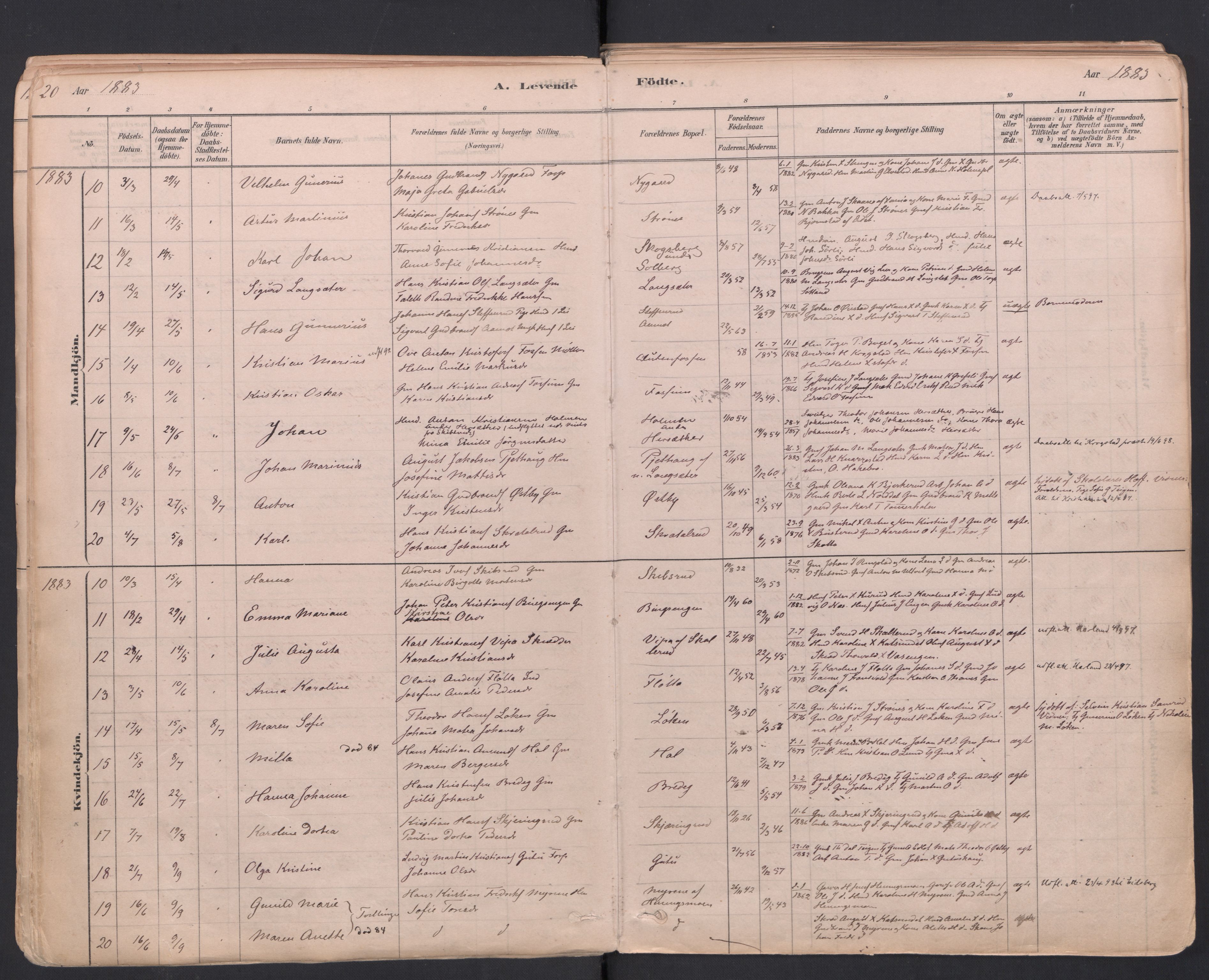 Trøgstad prestekontor Kirkebøker, AV/SAO-A-10925/F/Fa/L0010: Parish register (official) no. I 10, 1878-1898, p. 20