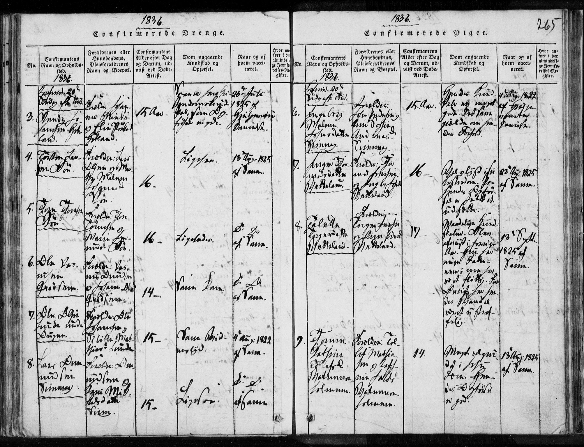 Eigersund sokneprestkontor, AV/SAST-A-101807/S08/L0008: Parish register (official) no. A 8, 1816-1847, p. 265