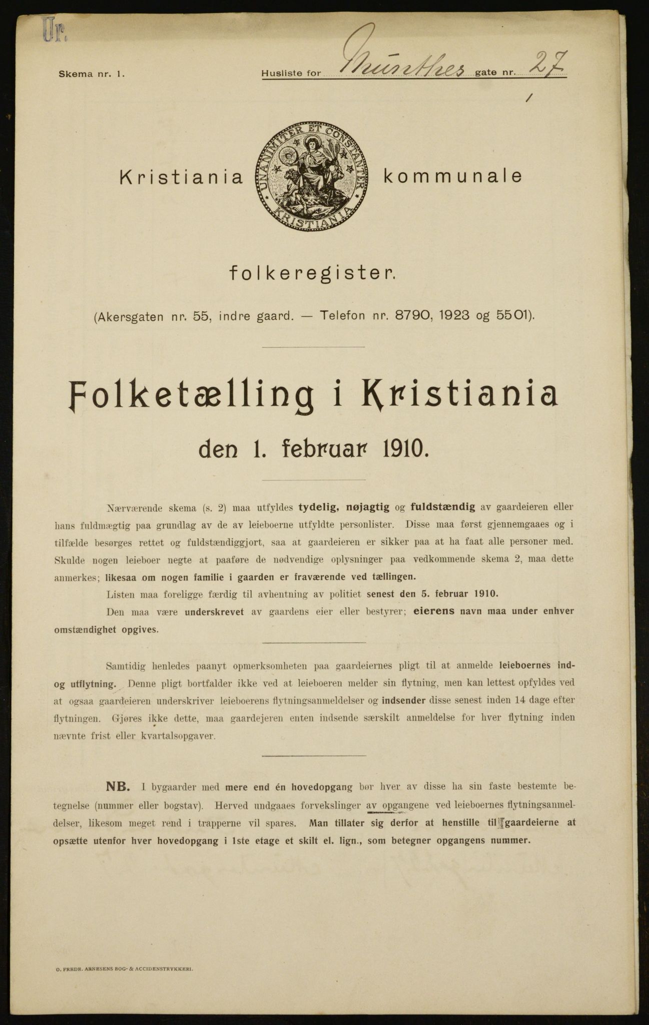 OBA, Municipal Census 1910 for Kristiania, 1910, p. 65766