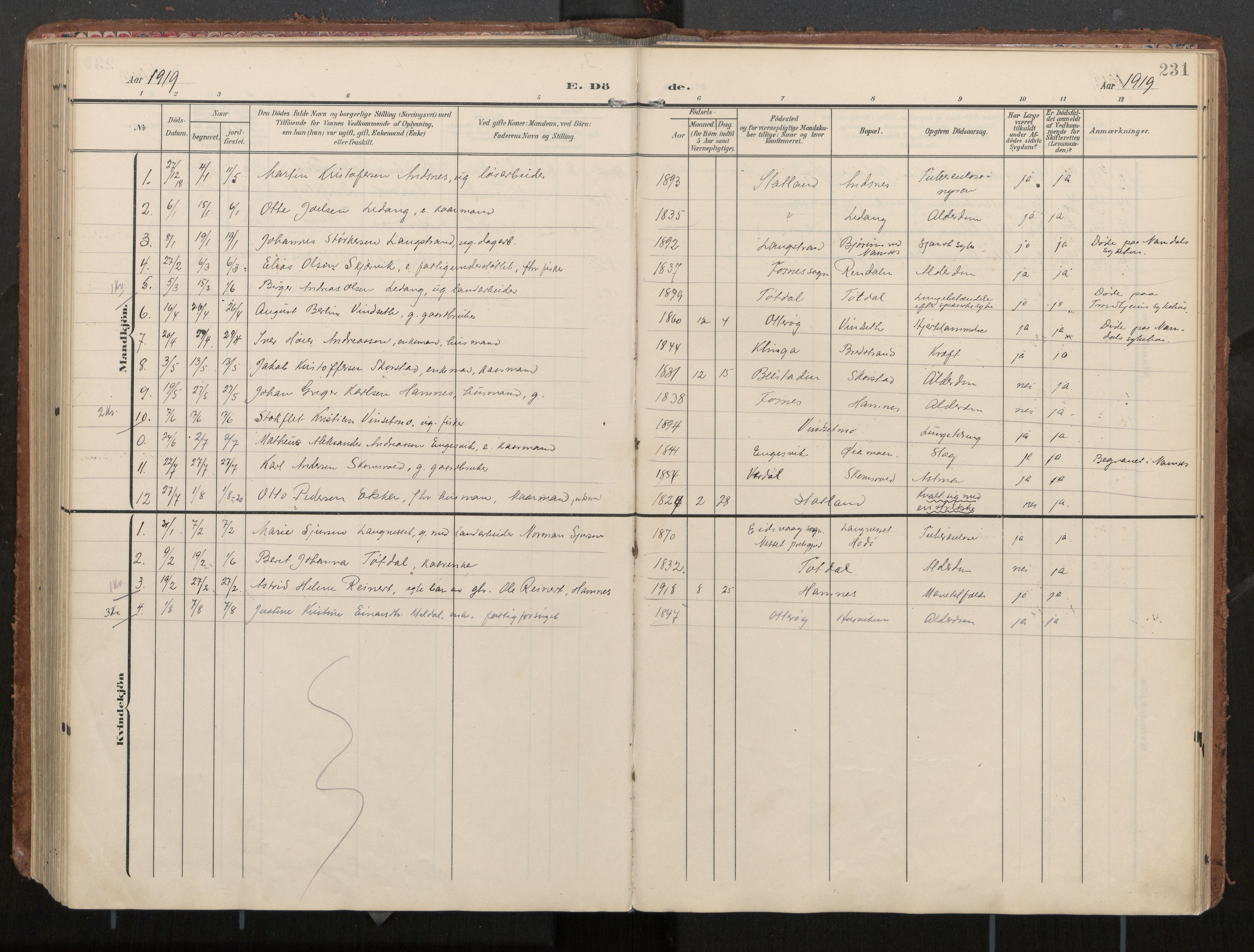 Ministerialprotokoller, klokkerbøker og fødselsregistre - Nord-Trøndelag, AV/SAT-A-1458/774/L0629: Parish register (official), 1904-1926, p. 231