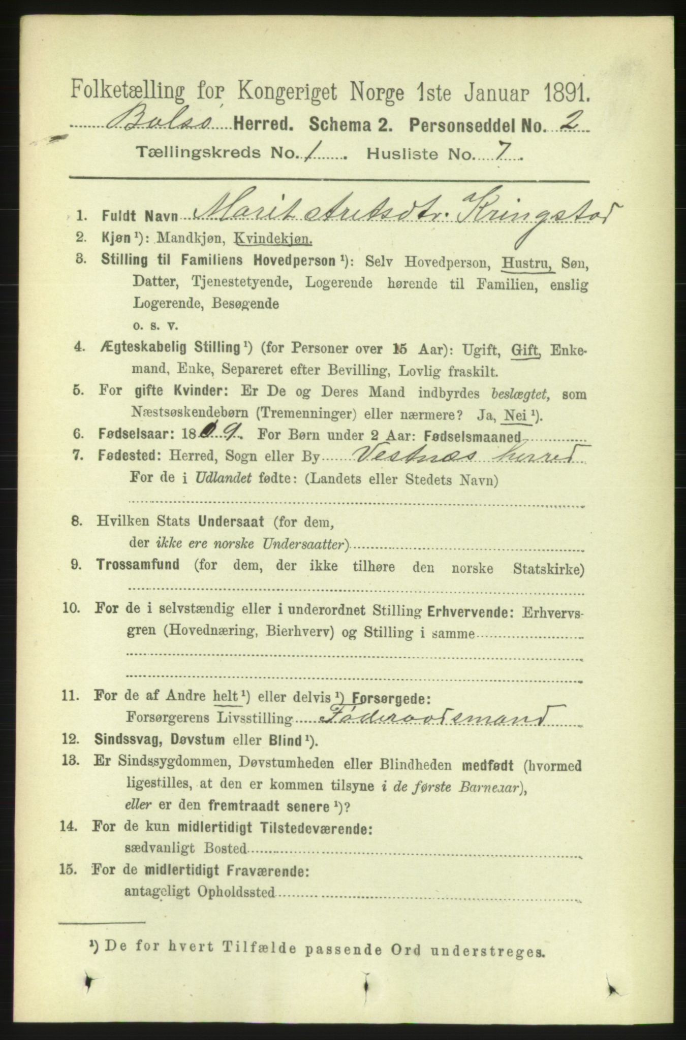 RA, 1891 census for 1544 Bolsøy, 1891, p. 217