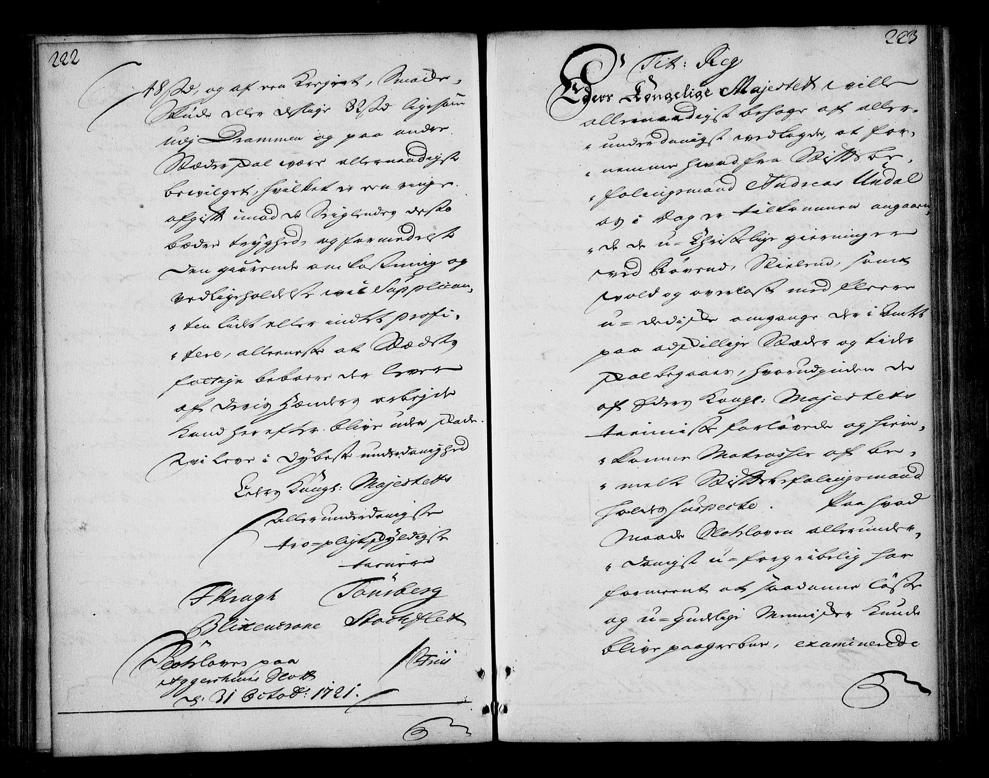 Stattholderembetet 1572-1771, AV/RA-EA-2870/Bd/L0003: Relasjonsprotokoll, 1720-1722, p. 222-223