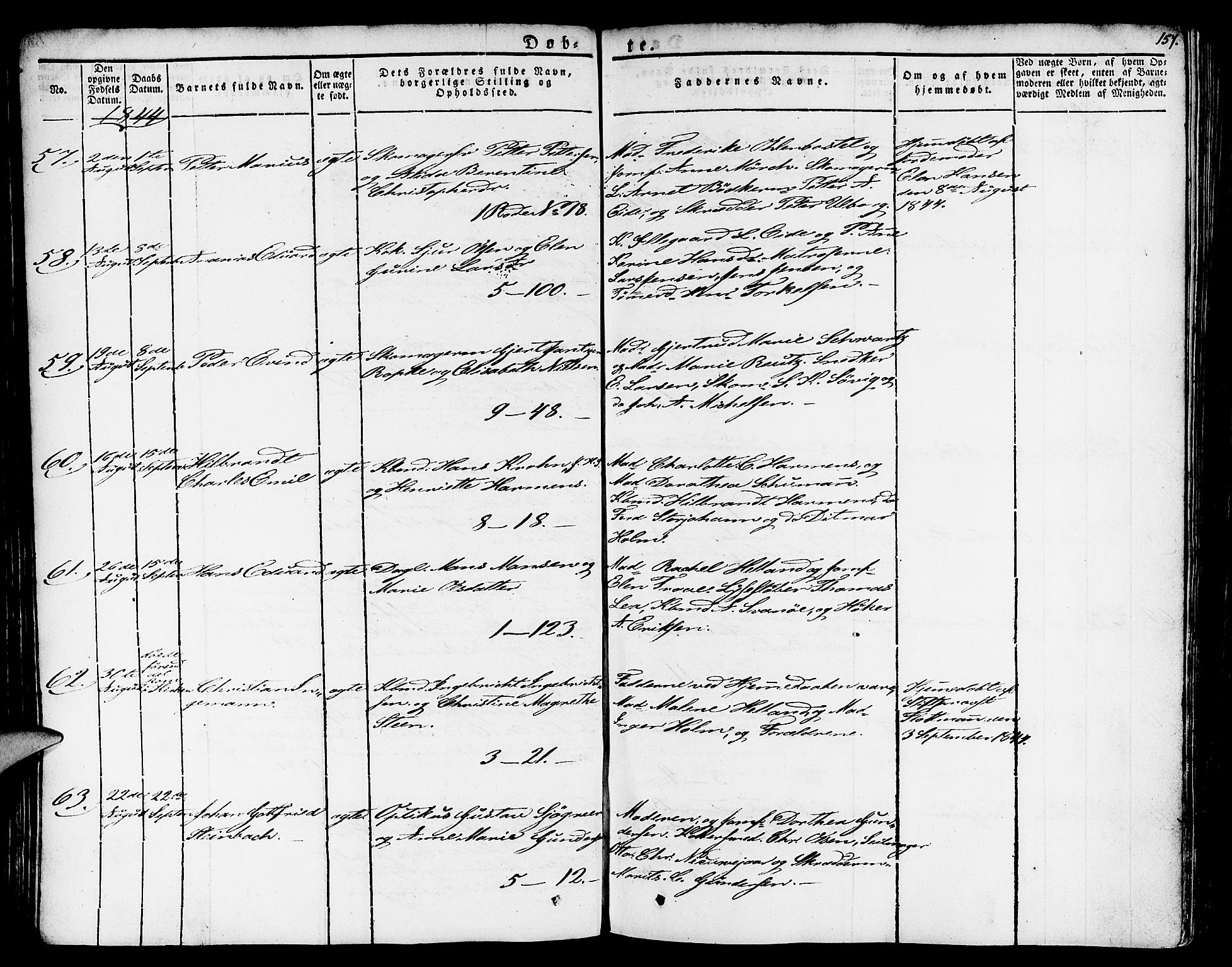 Nykirken Sokneprestembete, AV/SAB-A-77101/H/Haa/L0012: Parish register (official) no. A 12, 1821-1844, p. 157