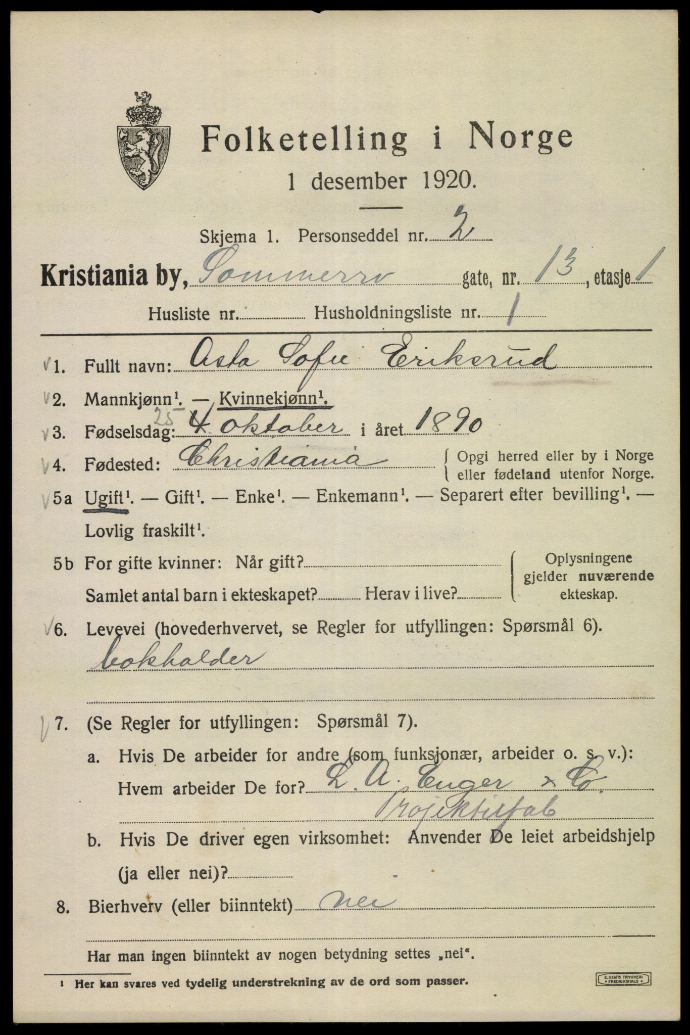 SAO, 1920 census for Kristiania, 1920, p. 528035