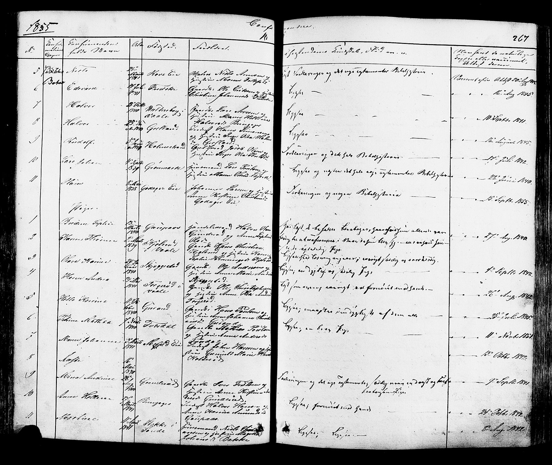 Botne kirkebøker, AV/SAKO-A-340/F/Fa/L0006: Parish register (official) no. I 6, 1836-1877, p. 267