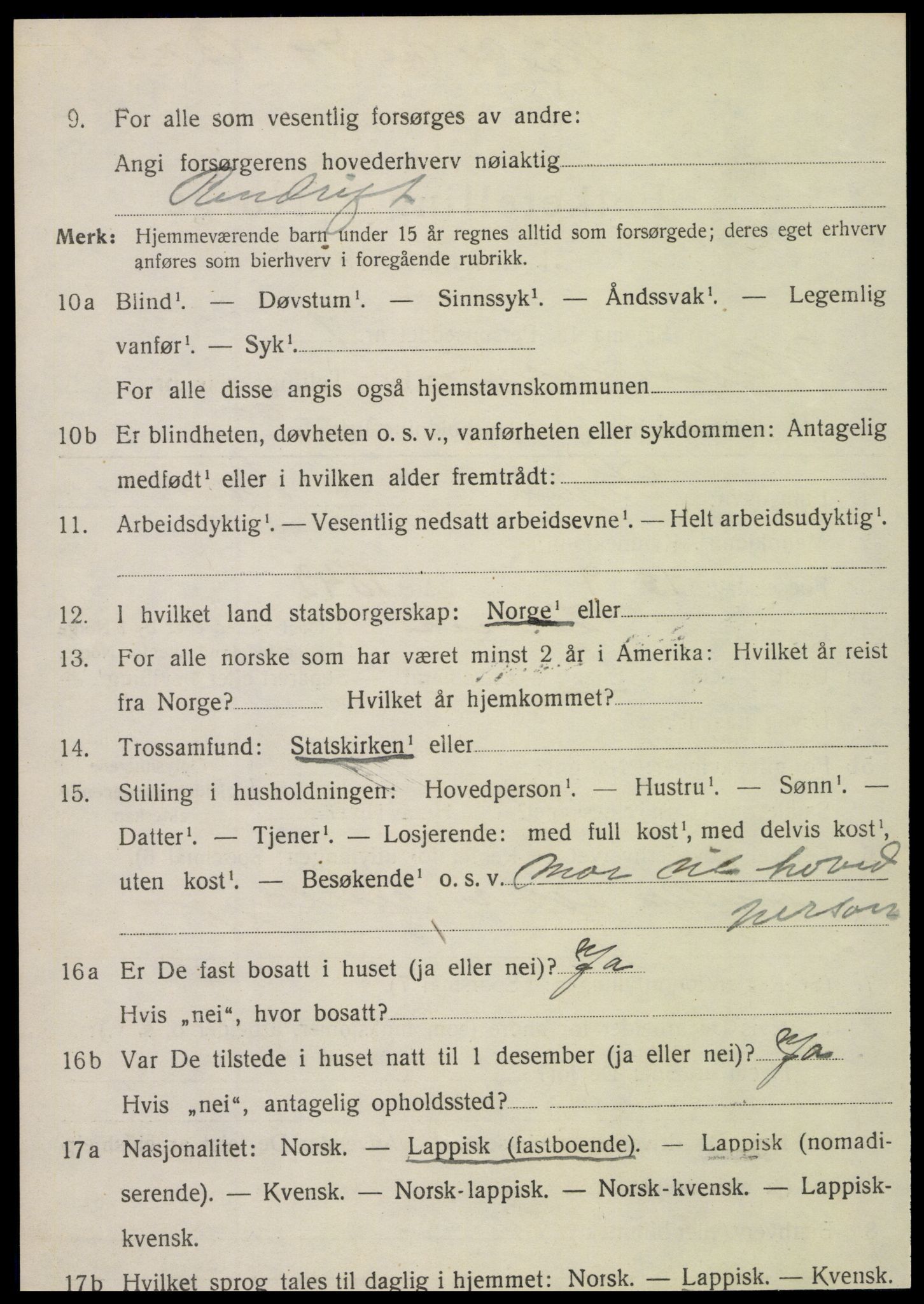 SAT, 1920 census for Vefsn, 1920, p. 5304