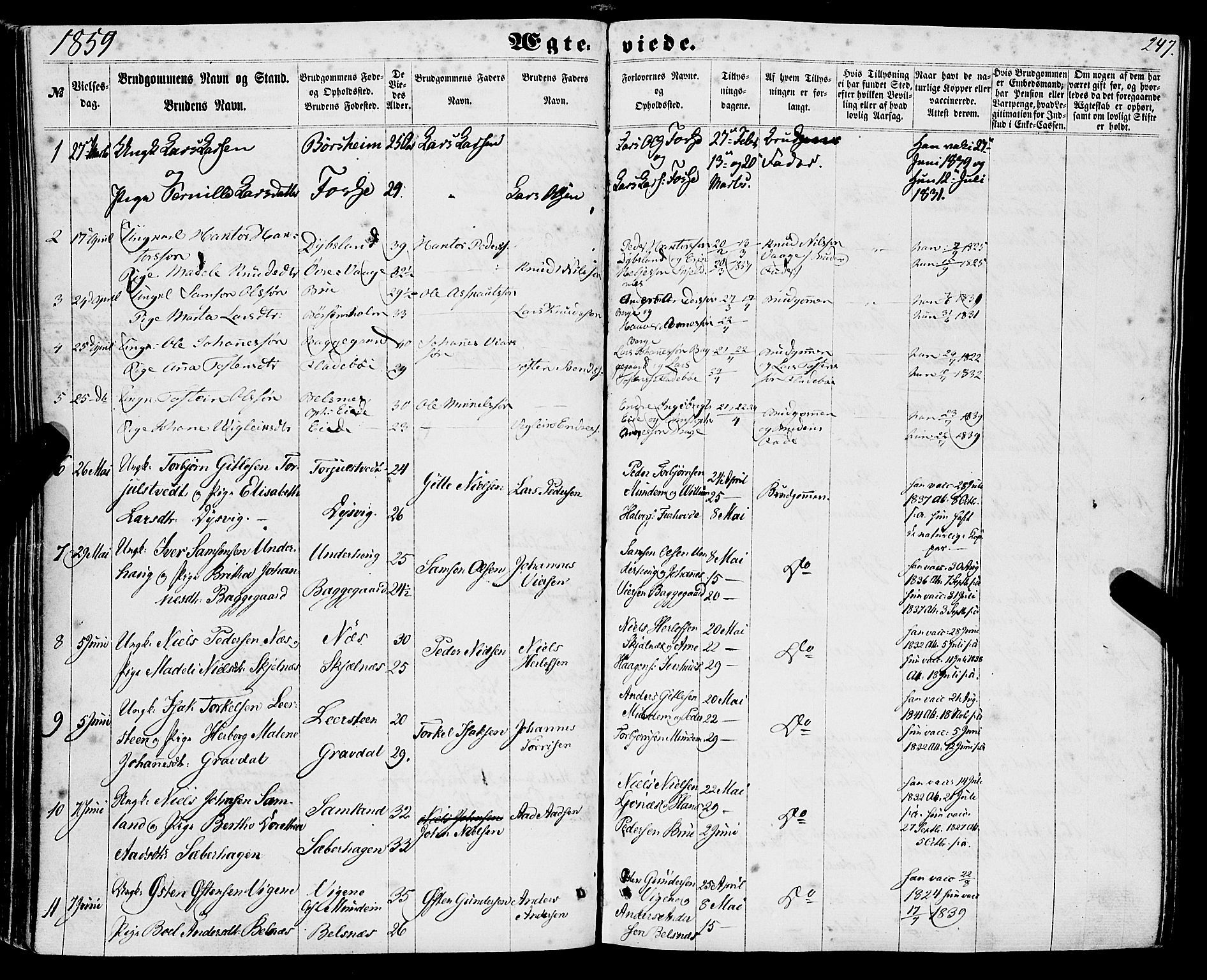 Strandebarm sokneprestembete, SAB/A-78401/H/Haa: Parish register (official) no. A 8, 1858-1872, p. 247