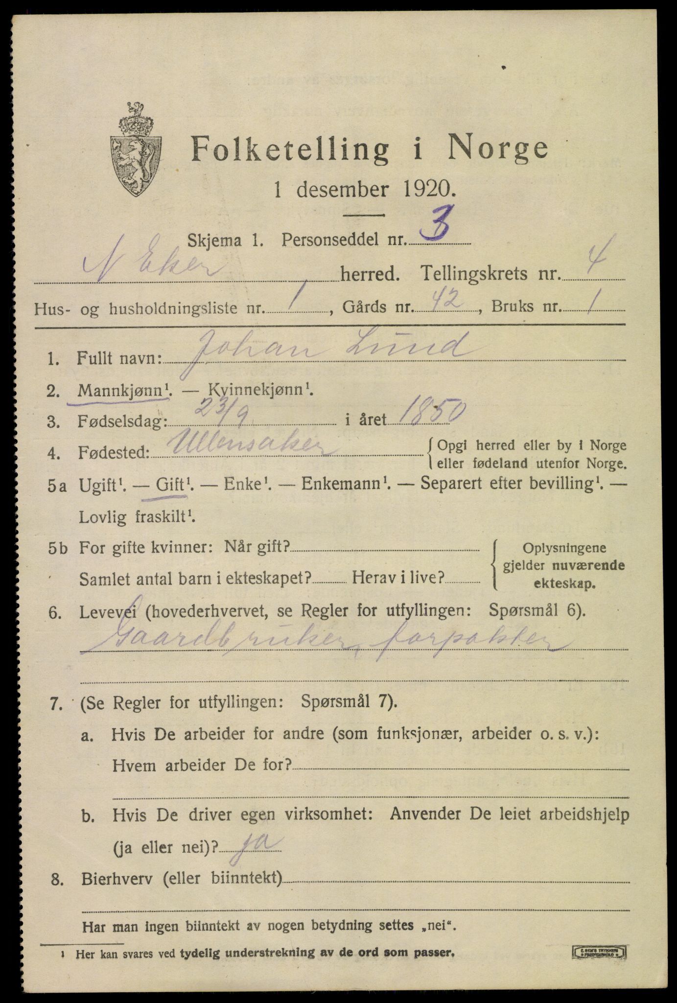 SAKO, 1920 census for Nedre Eiker, 1920, p. 5029