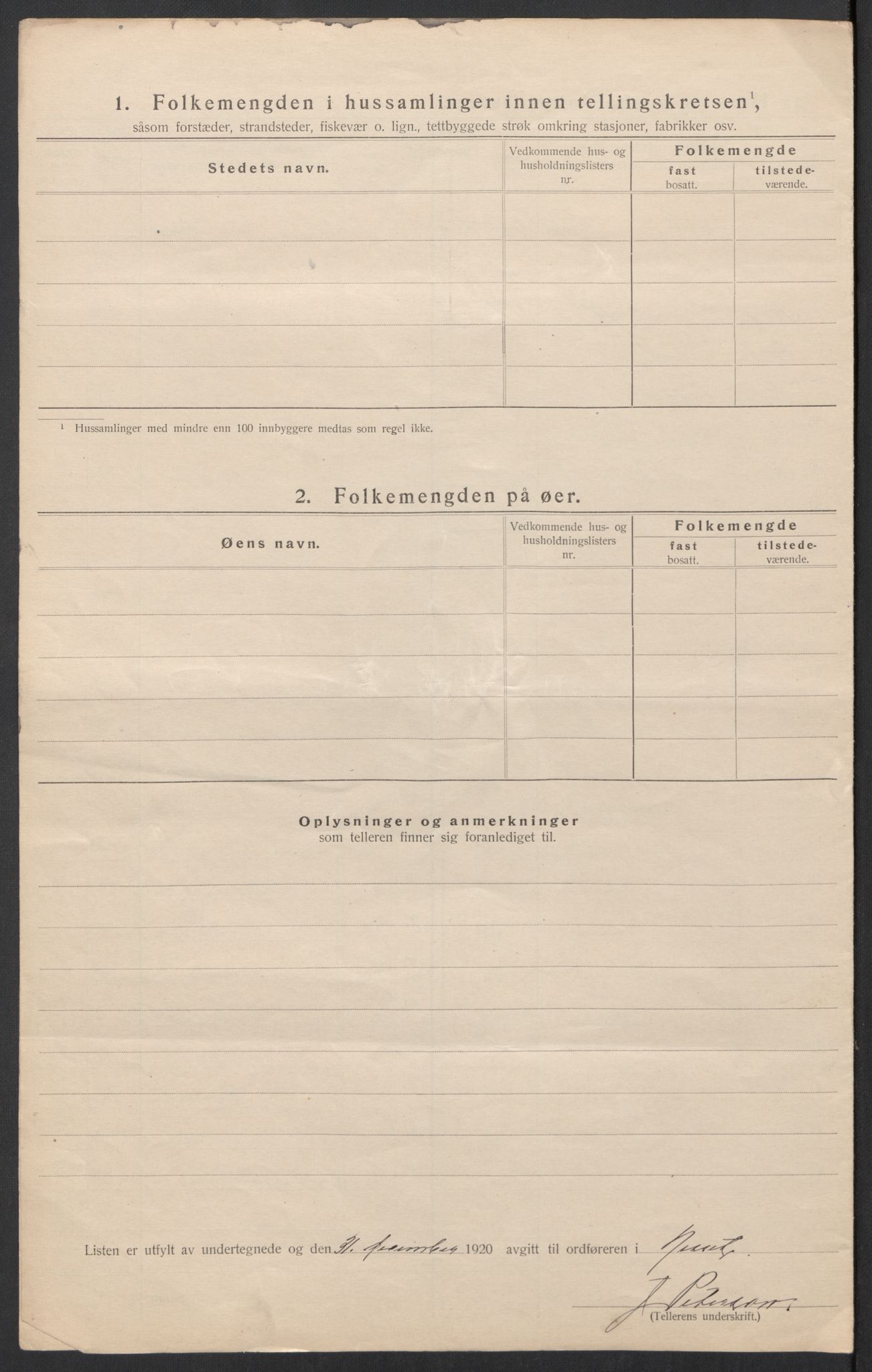SAT, 1920 census for Nesset, 1920, p. 33