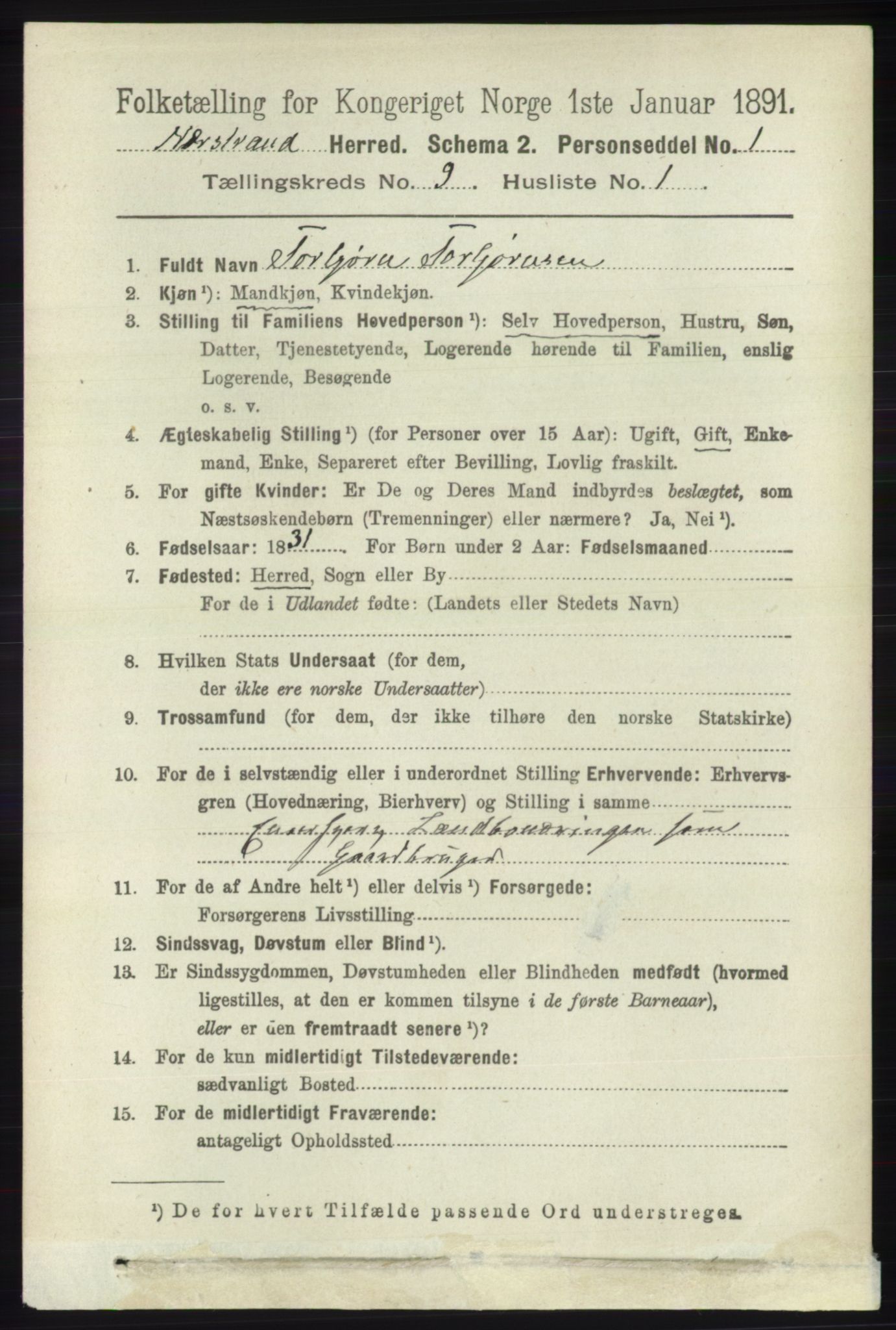 RA, 1891 census for 1139 Nedstrand, 1891, p. 1659