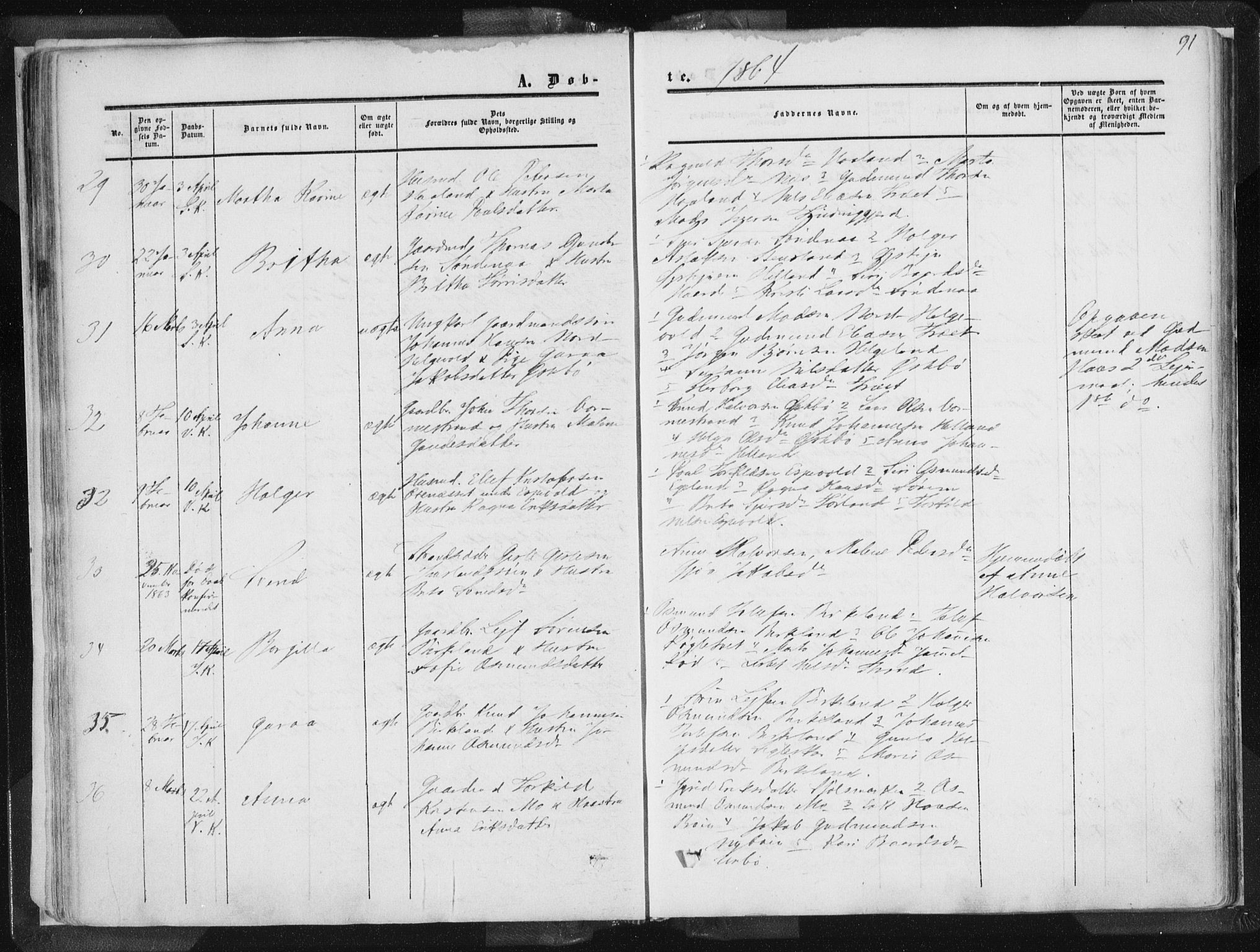 Vikedal sokneprestkontor, SAST/A-101840/01/IV: Parish register (official) no. A 6.1, 1851-1867, p. 91