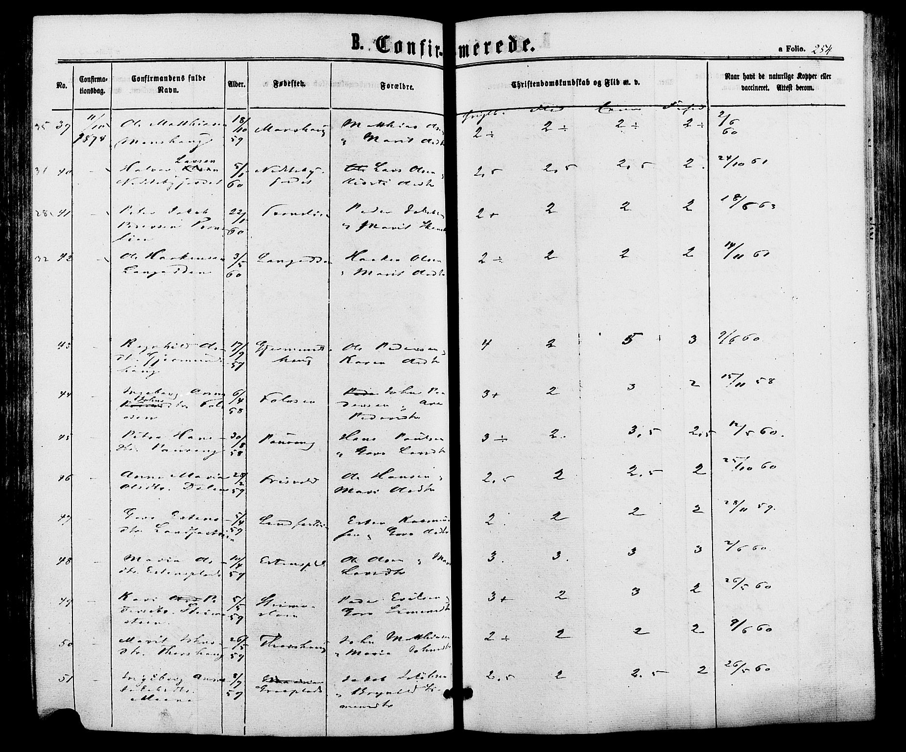 Alvdal prestekontor, AV/SAH-PREST-060/H/Ha/Haa/L0001: Parish register (official) no. 1, 1863-1882, p. 254